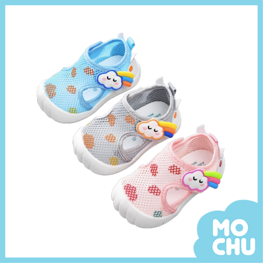 彩虹雲網布透氣學步鞋(三色)