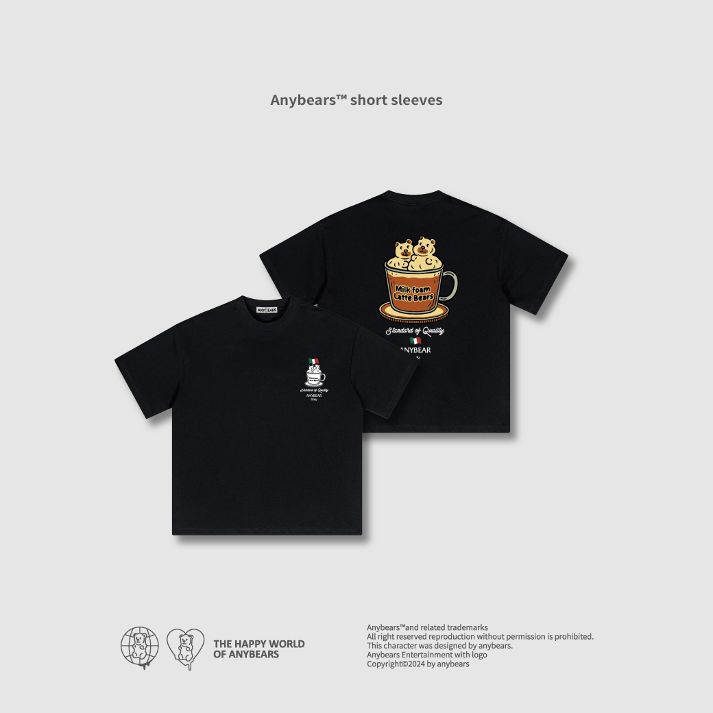 ANYBEARS® Milk foam latte BEAR 義式奶泡熊 短Tee