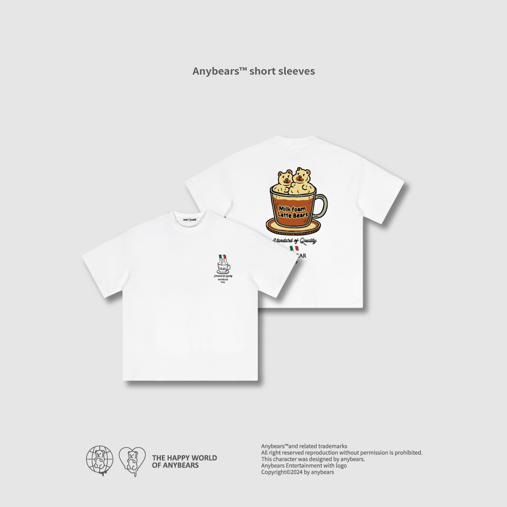 ANYBEARS® Milk foam latte BEAR 義式奶泡熊 短Tee