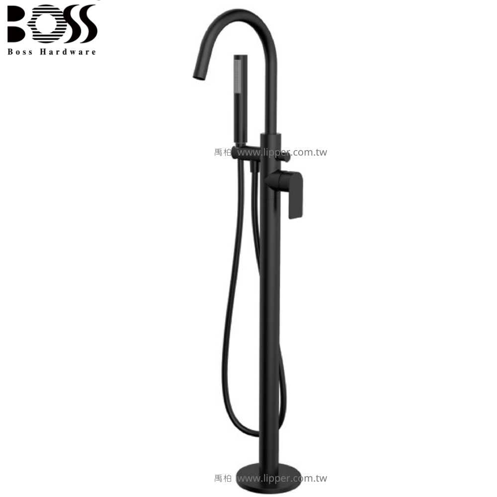 BOSS 時尚落地式浴缸龍頭 (消光黑) D-2355MB