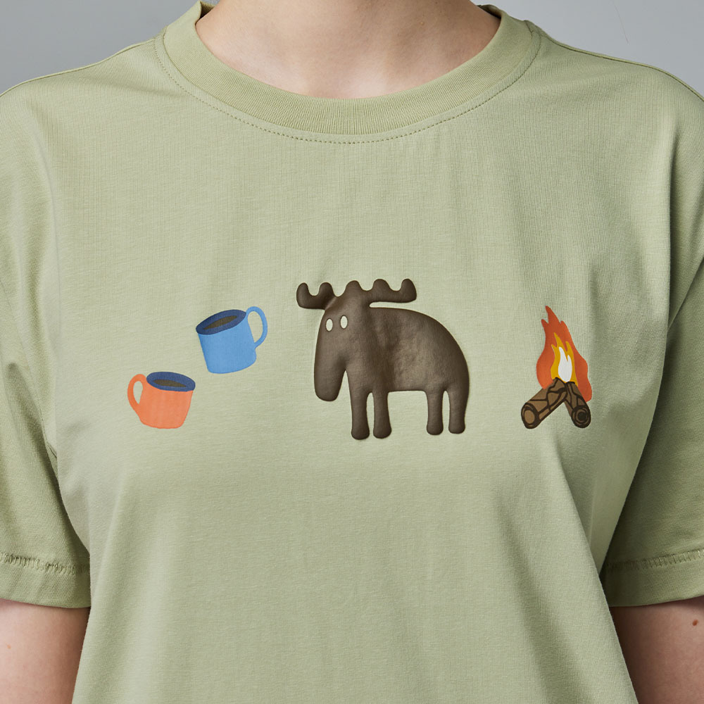 100moz 發泡 露營駝鹿 舒涼 柔彈T恤-酪梨綠 女款