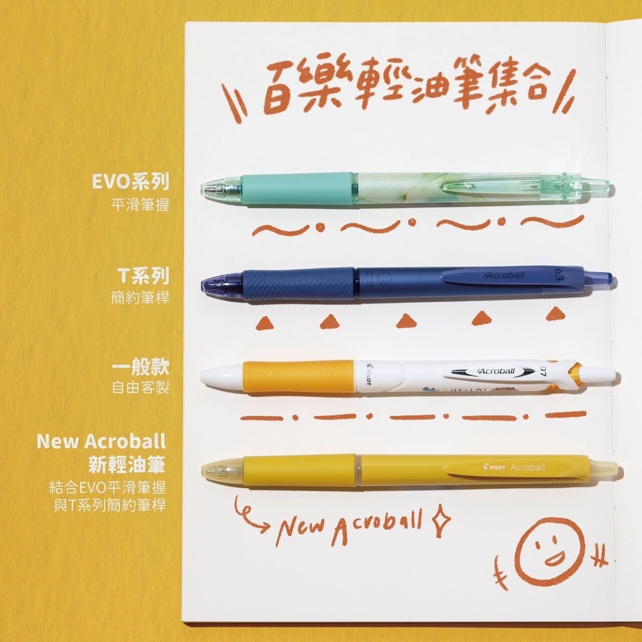 [型格黑魂]Pilot 百樂牌New Acroball 全黑杆輕油舒寫筆 0.7mm BAB-17