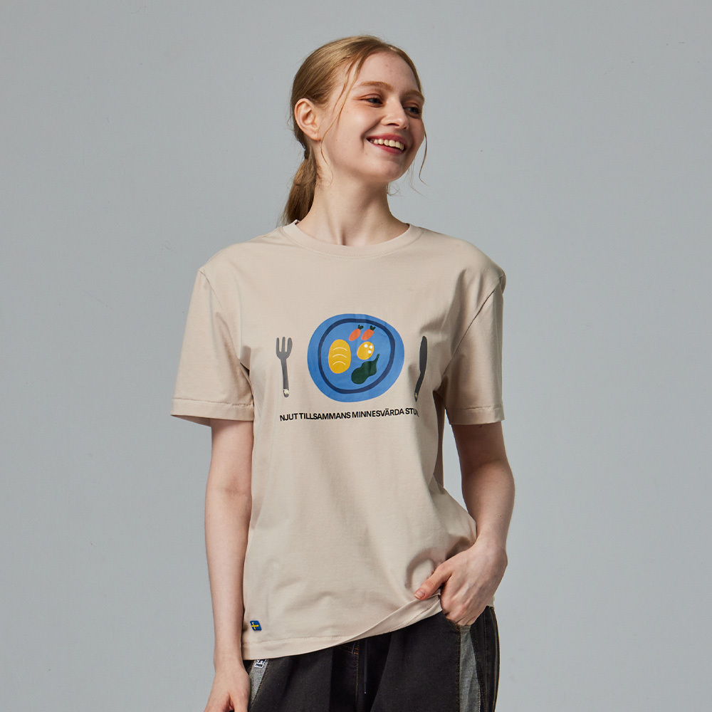 moz駝鹿餐盤 舒涼 柔彈T恤-淺沙 女款