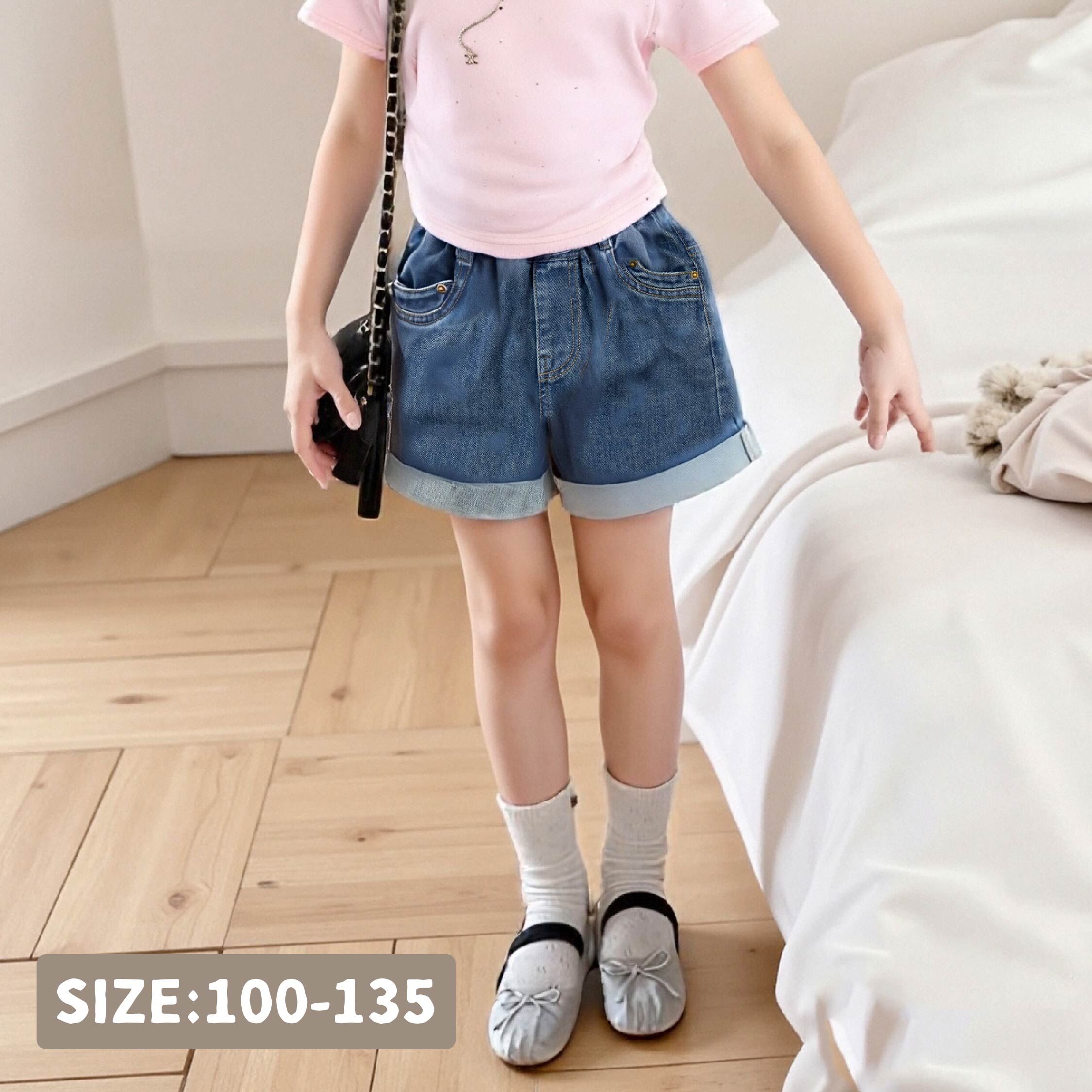 【H50912】質感口袋反褶丹寧短褲