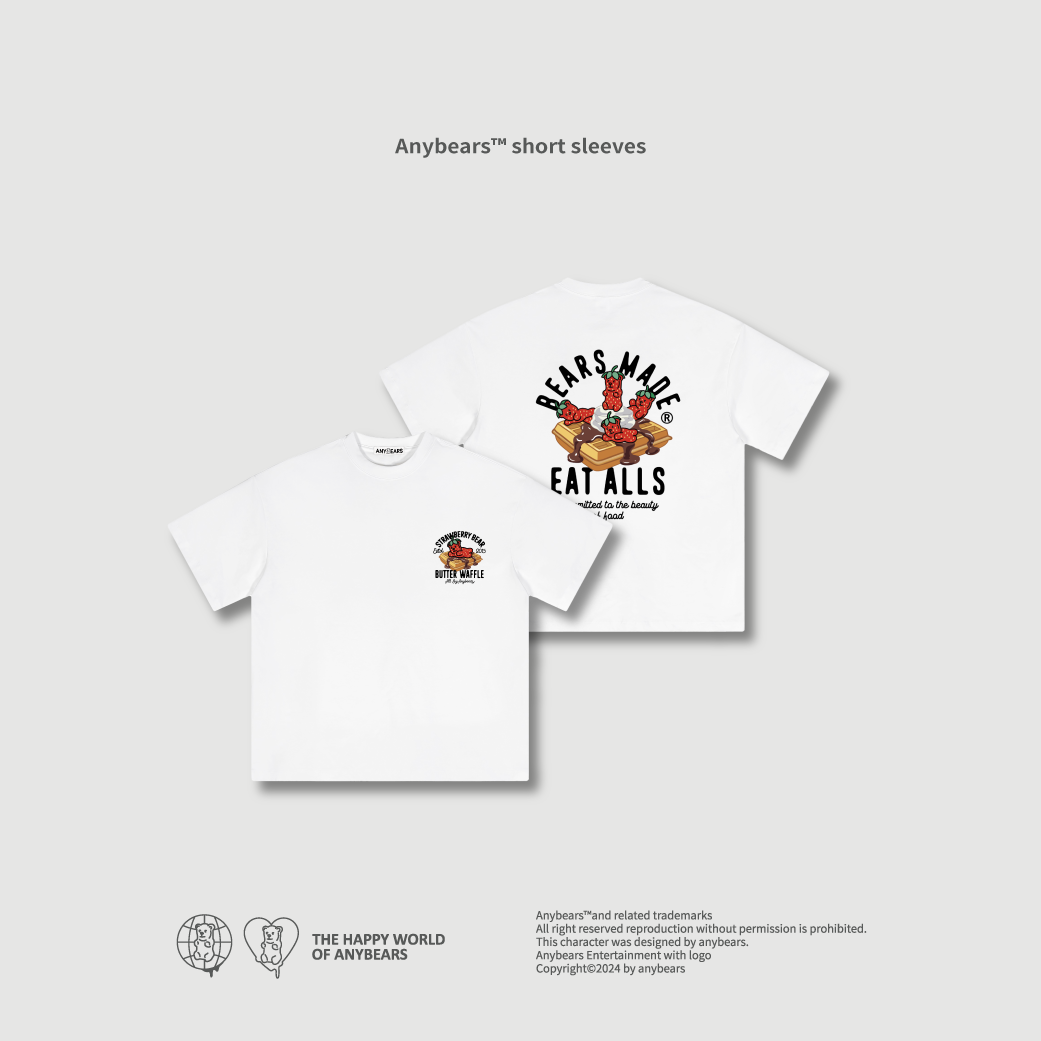 ANYBEARS® Strawberry Pancake BEAR 草莓鬆餅熊 短Tee