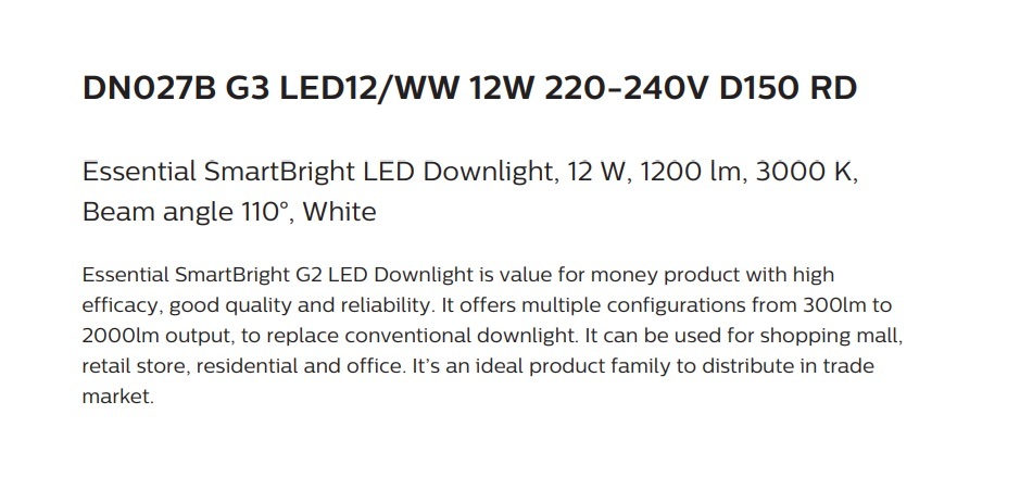 飛利浦 DN027B G3 12W D150 3000K 6500K 嵌入式 ESSENTIAL SMARTBRIGHT LED 筒燈