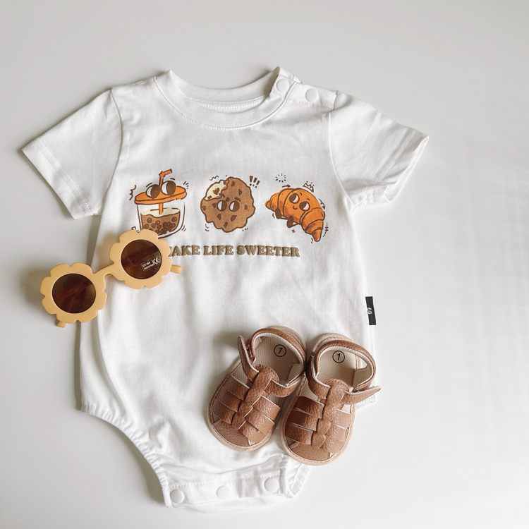 可頌印花包屁衣