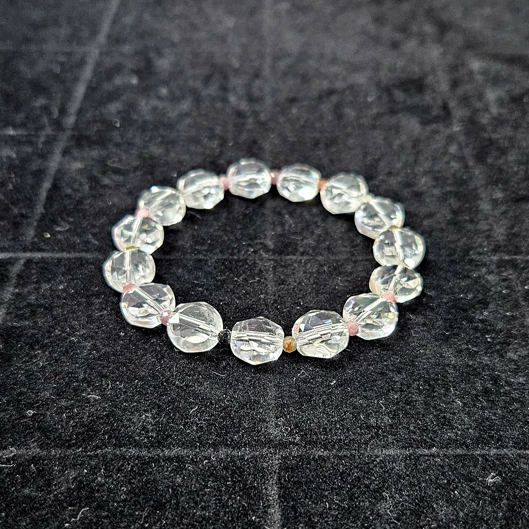 🔮能量水晶🔮扁圓切角白水晶拼碧壐手鍊 (H7 CR140)