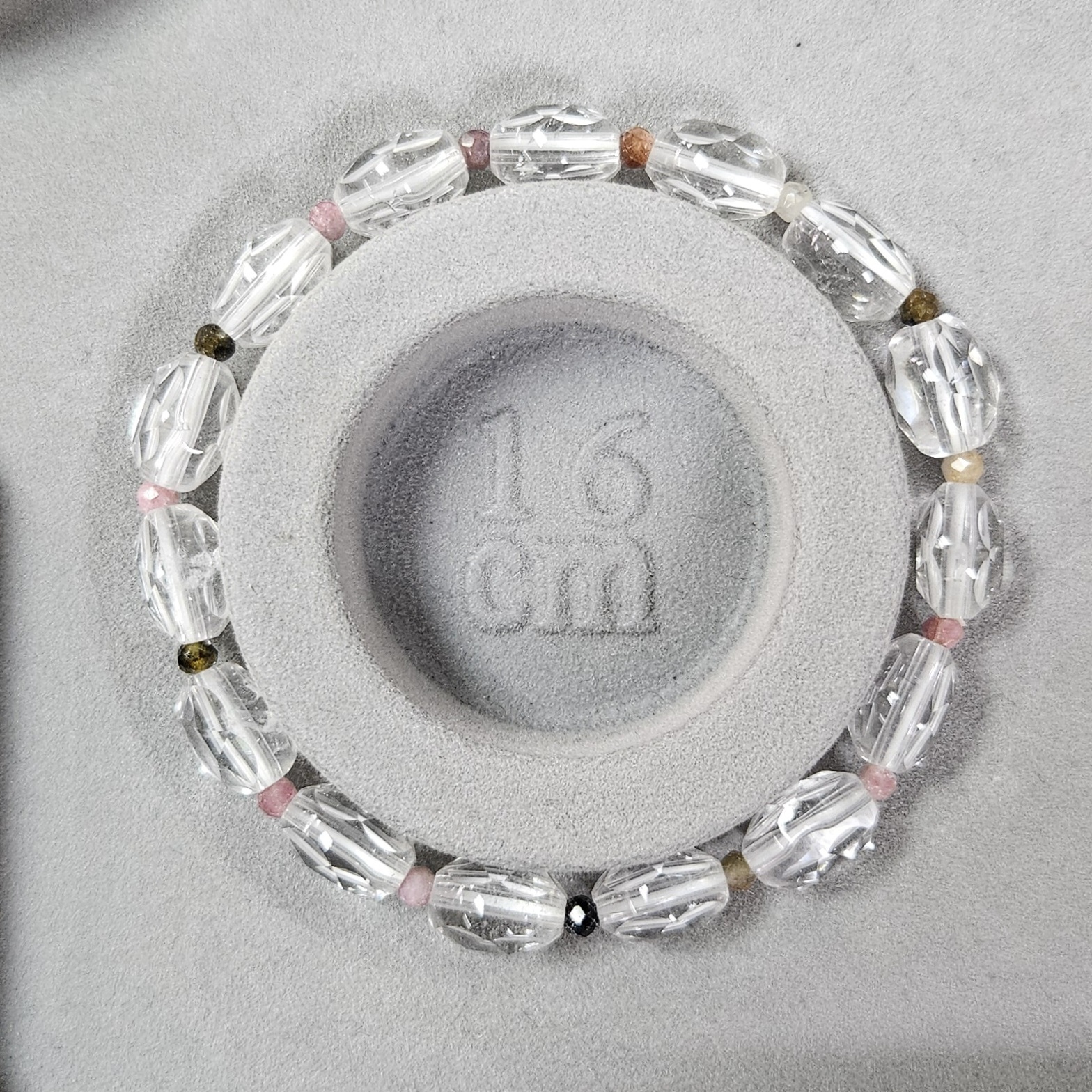 🔮能量水晶🔮扁圓切角白水晶拼碧壐手鍊 (H7 CR140)