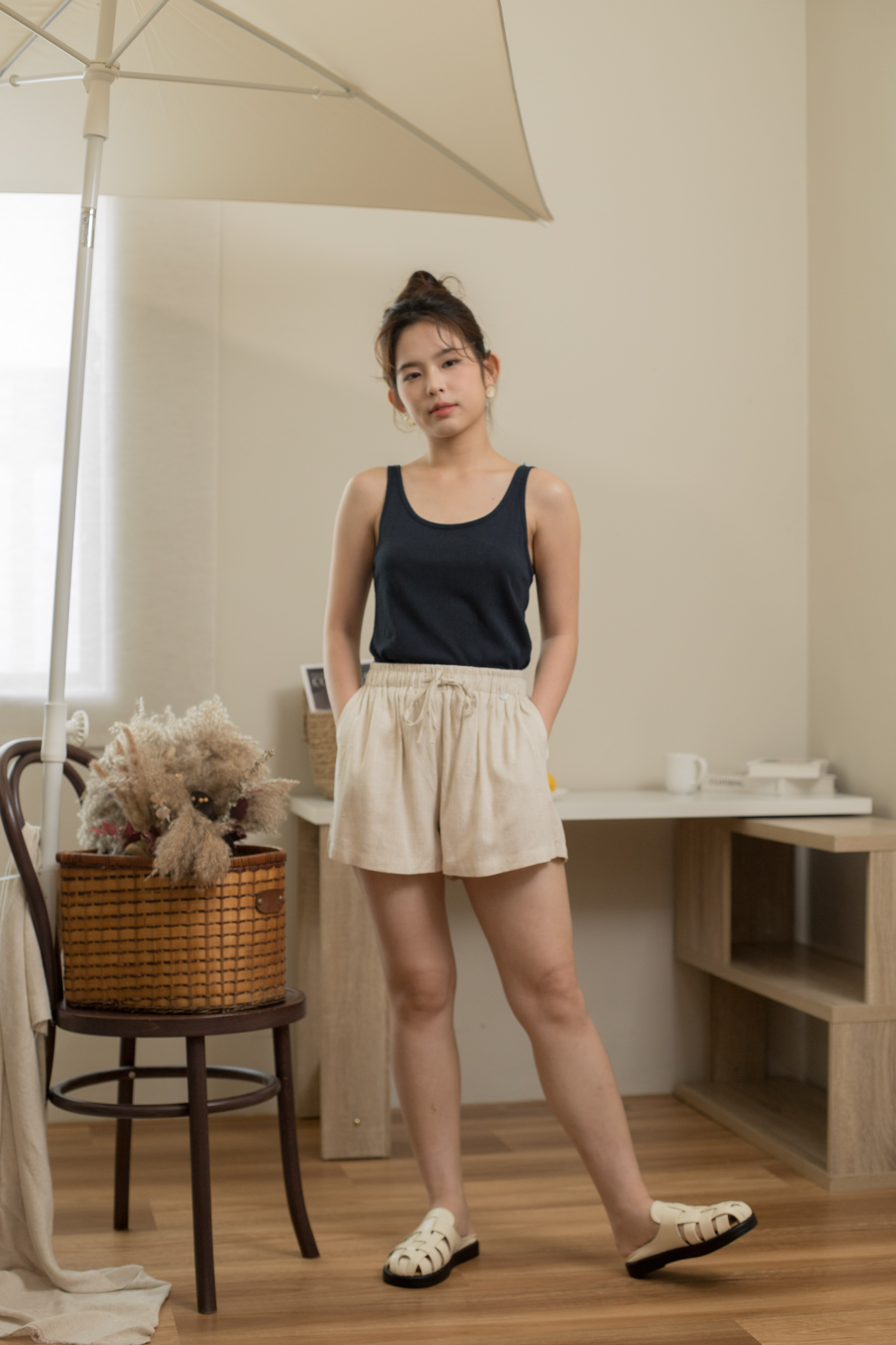 Yorin Linen Short Beige -2424PSBEI