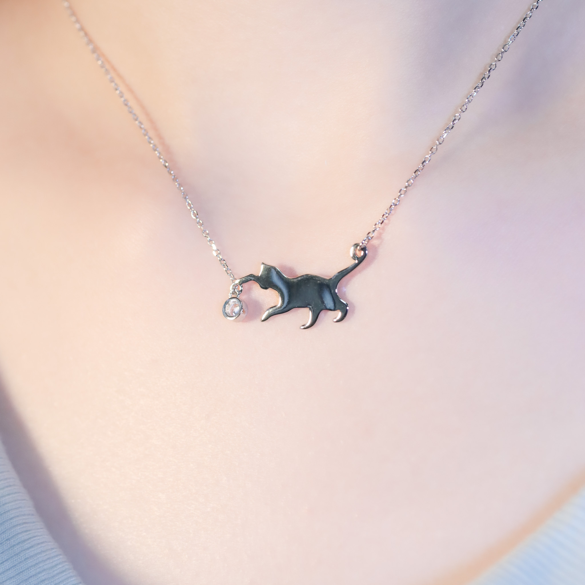 | 925純銀・厚鍍白金・ 厚鍍玫瑰金 | 喵趣小日子項鍊 (銀/玫瑰金) | NE1454 |