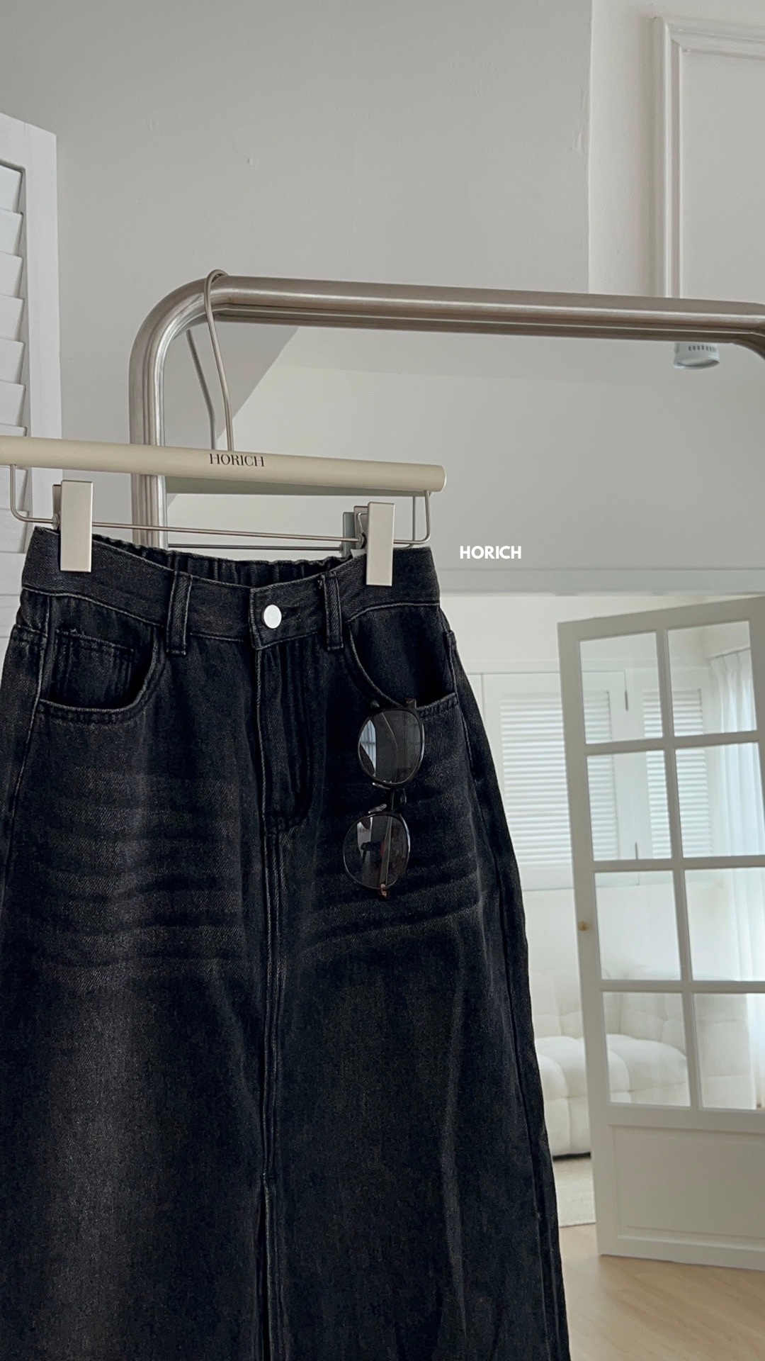 𝗝𝘂𝗹𝘆.𝟮𝟵/3311-高腰前開杈長裙(3色)S-XL -黑色