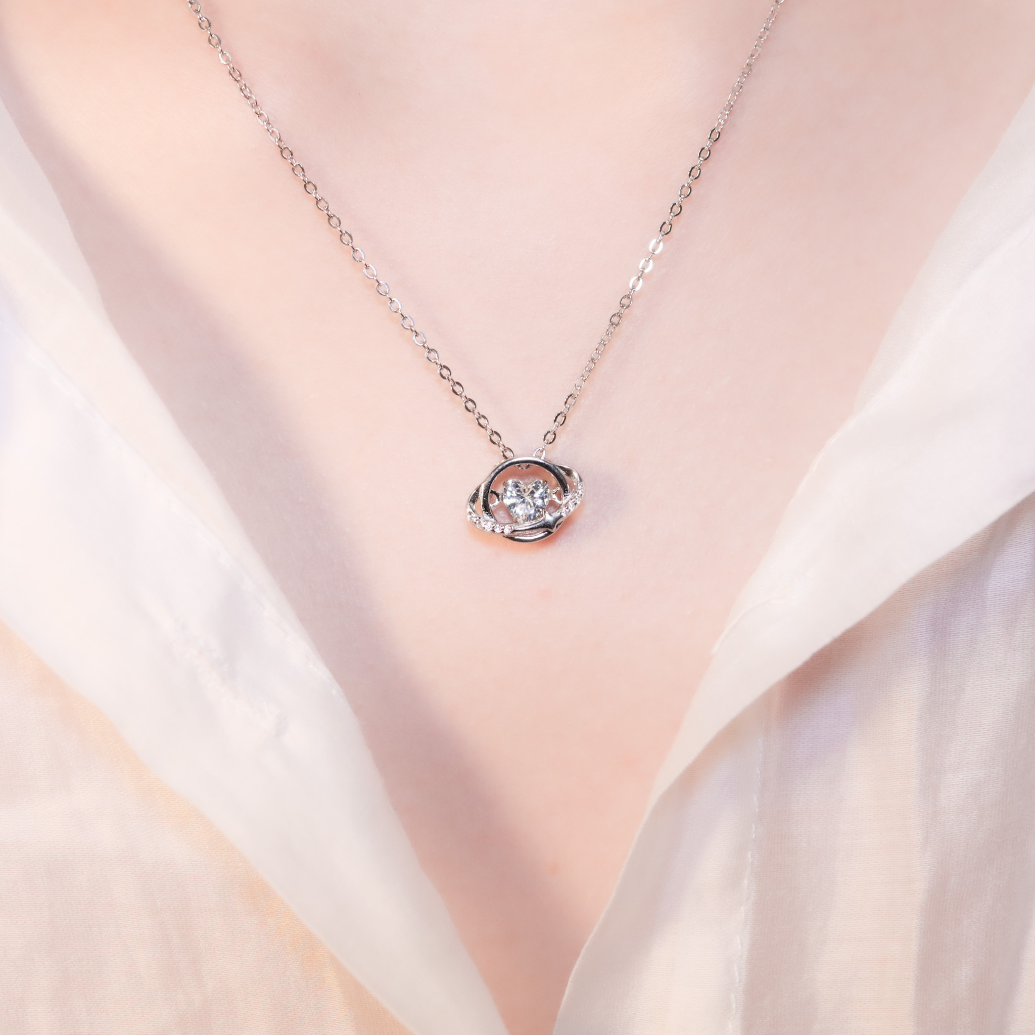 | 925純銀・白金 | 懸浮星落心球項鍊 | NE1448 |