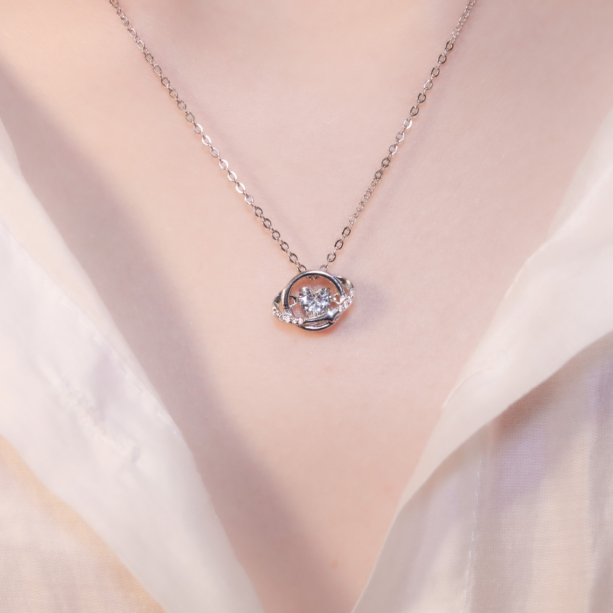 | 925純銀・白金 | 懸浮星落心球項鍊 | NE1448 |