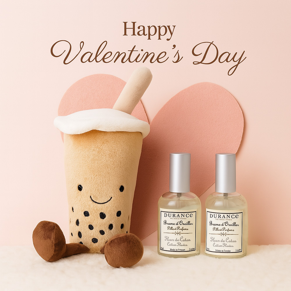 DURANCE 甜心抱抱組[枕頭香水(50ml)x2+舒適抱枕-珍奶(小)]-情人節獻禮 多款任選