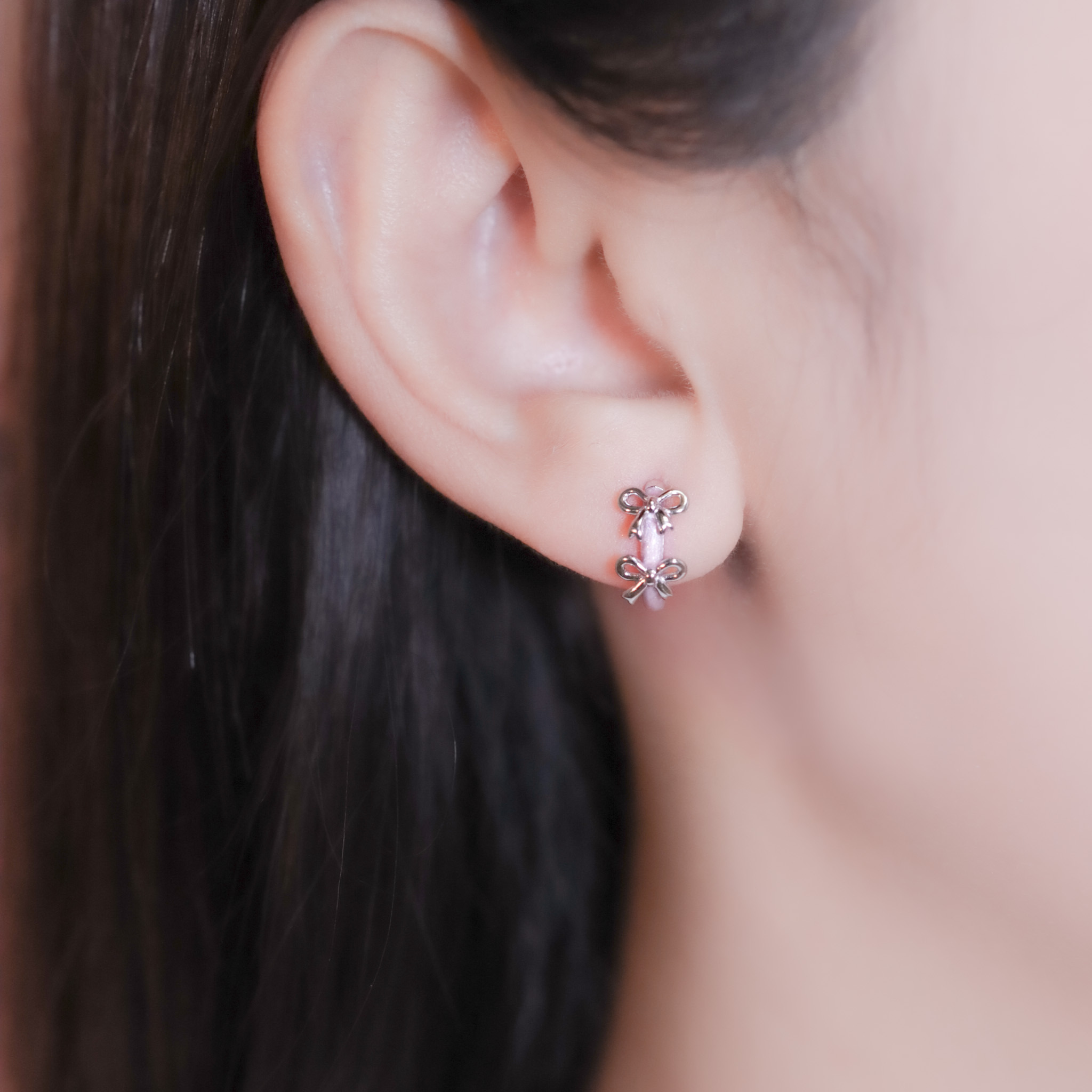 | 925純銀・厚鍍白金 | 少女心願結耳環 | EA1007 |