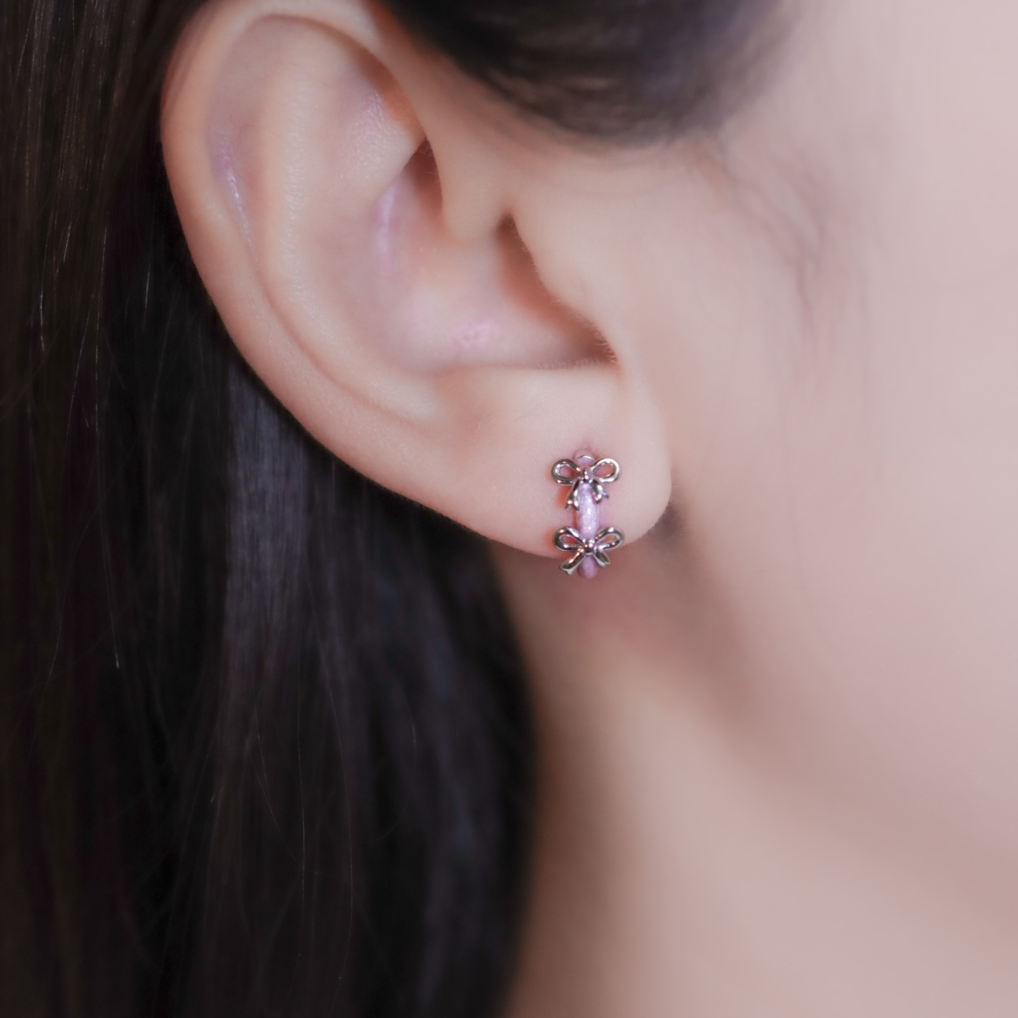 | 925純銀・厚鍍白金 | 少女心願結耳環 | EA1007 |