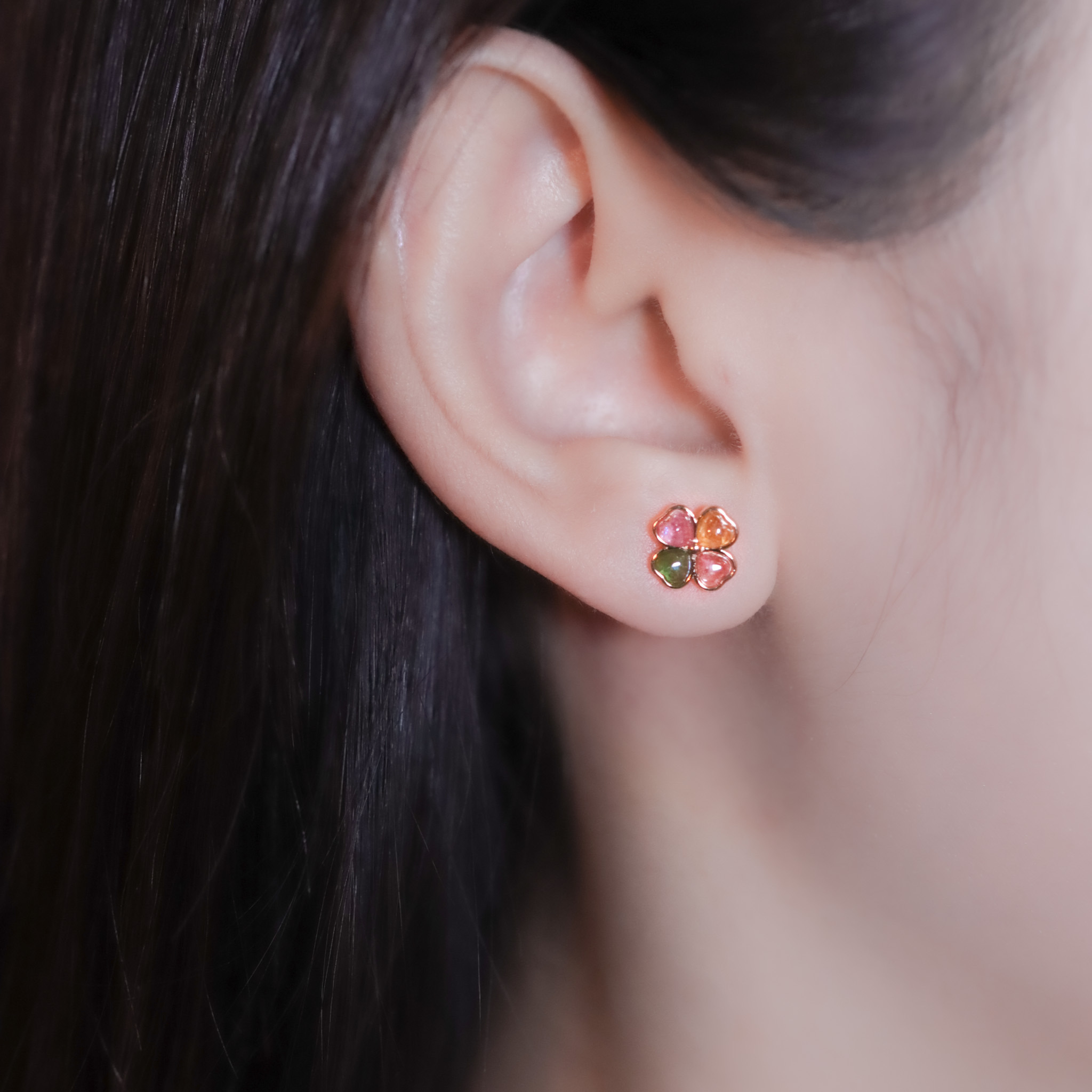 | 925純銀・玫瑰金・碧璽 | 繽紛幸福耳環 | EA1021 |