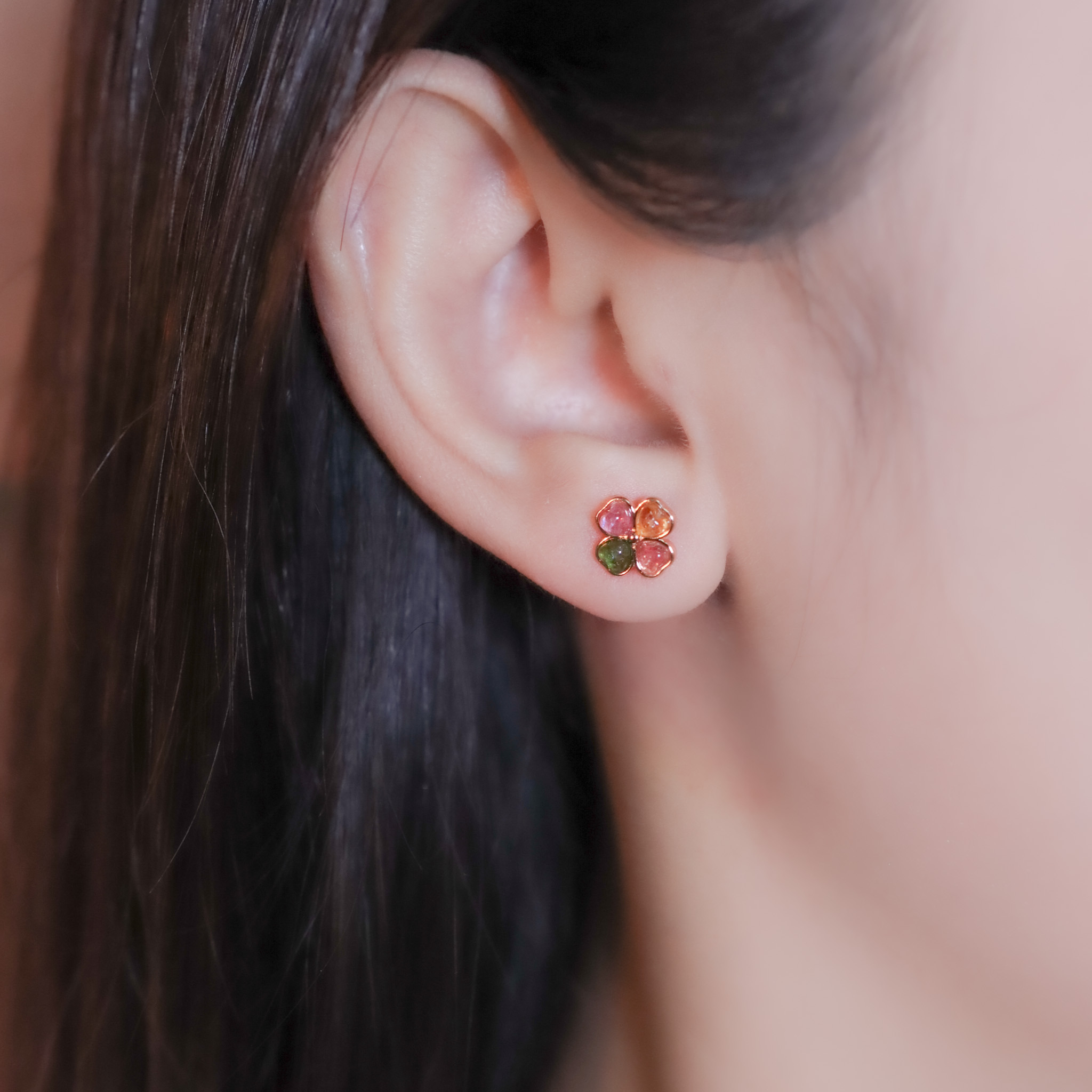 | 925純銀・玫瑰金・碧璽 | 繽紛幸福耳環 | EA1021 |