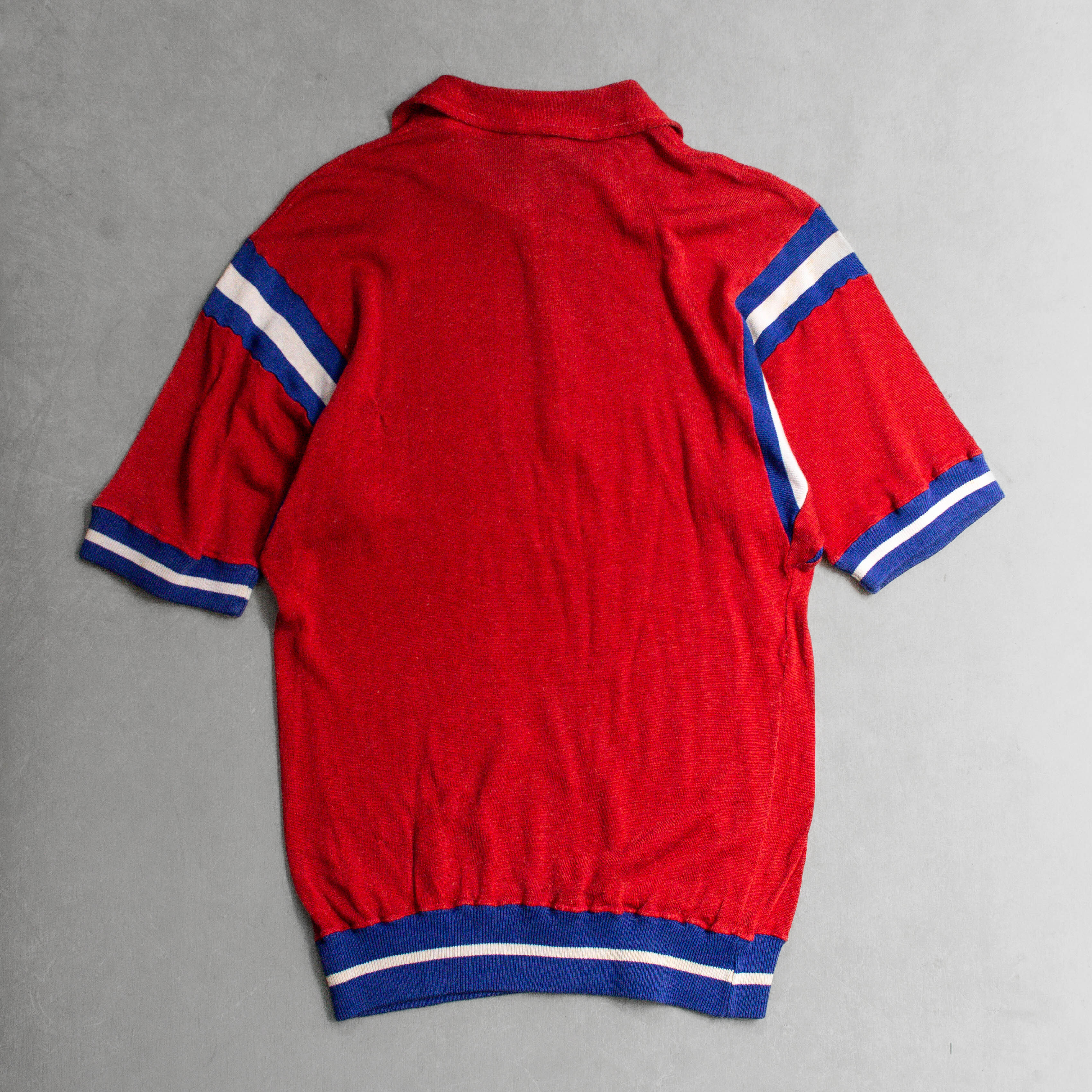 40-50S SPANJIAN 1/4 ZIP ATHLETIC TEE 美國製 紅藍 嫘縈 拉鍊 短袖 T恤