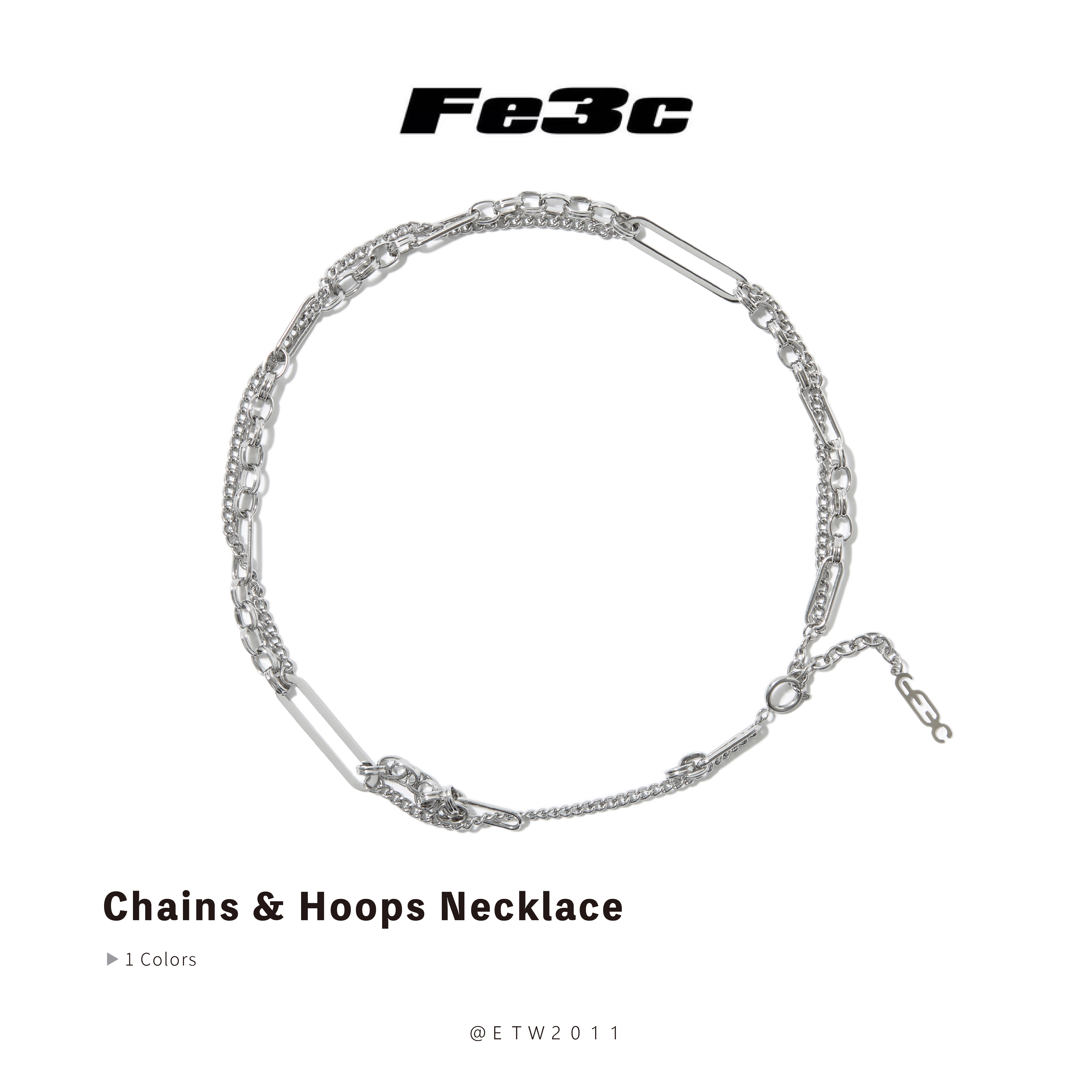 ☆ETW☆【EASY TO WEAR】Fe3c Chains & Hoops Necklace 鍊條項鍊 閃亮 銀