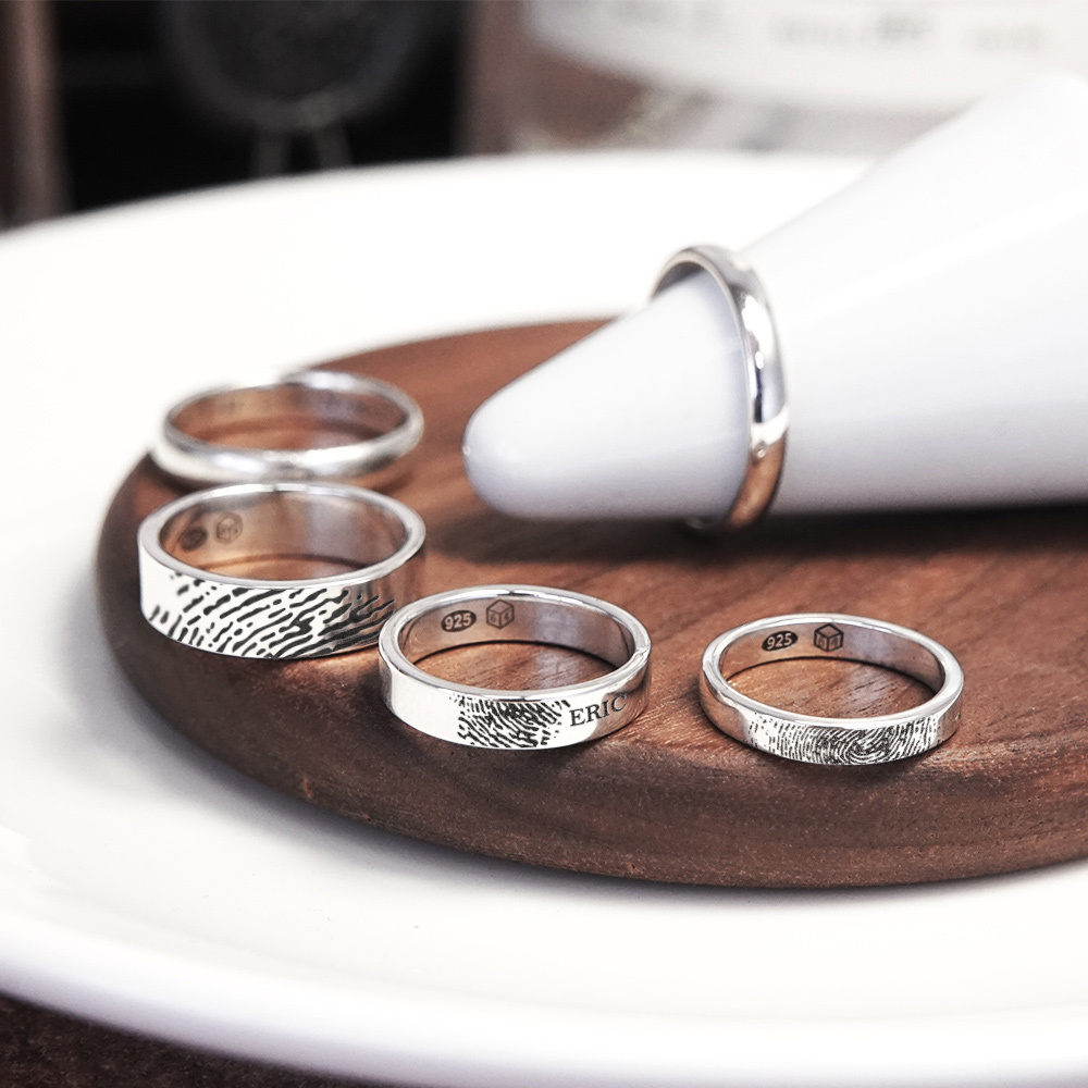 純銀 指紋戒指 專屬印記 經典銀戒刻字訂製
