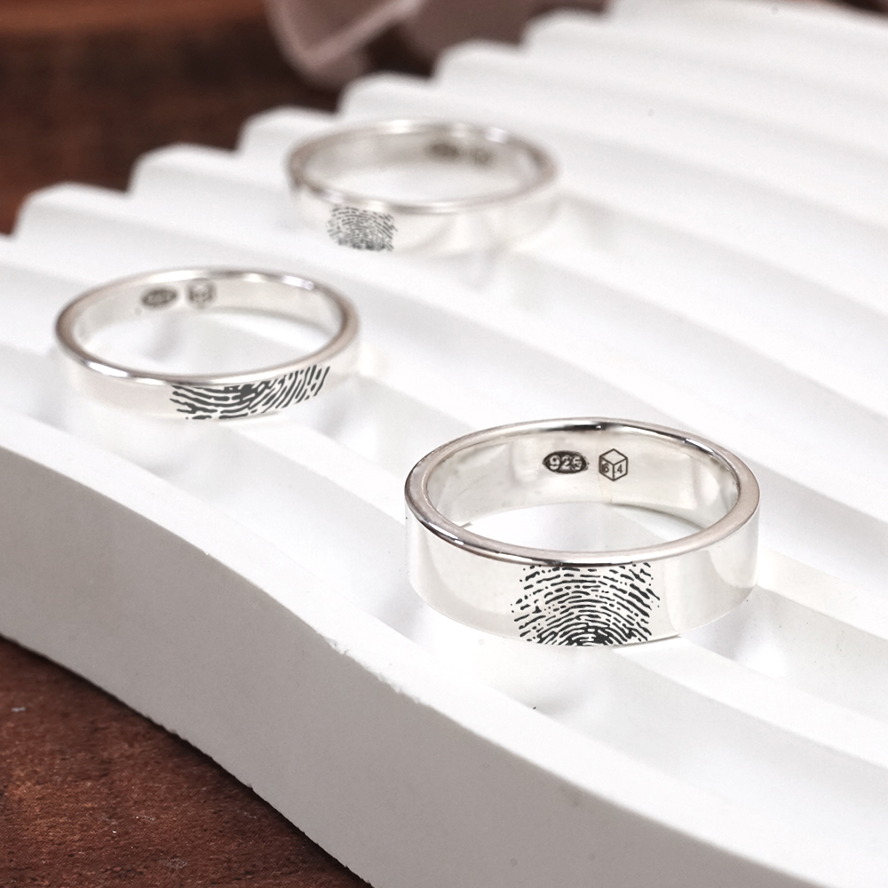 純銀 指紋戒指 專屬印記 經典銀戒刻字訂製