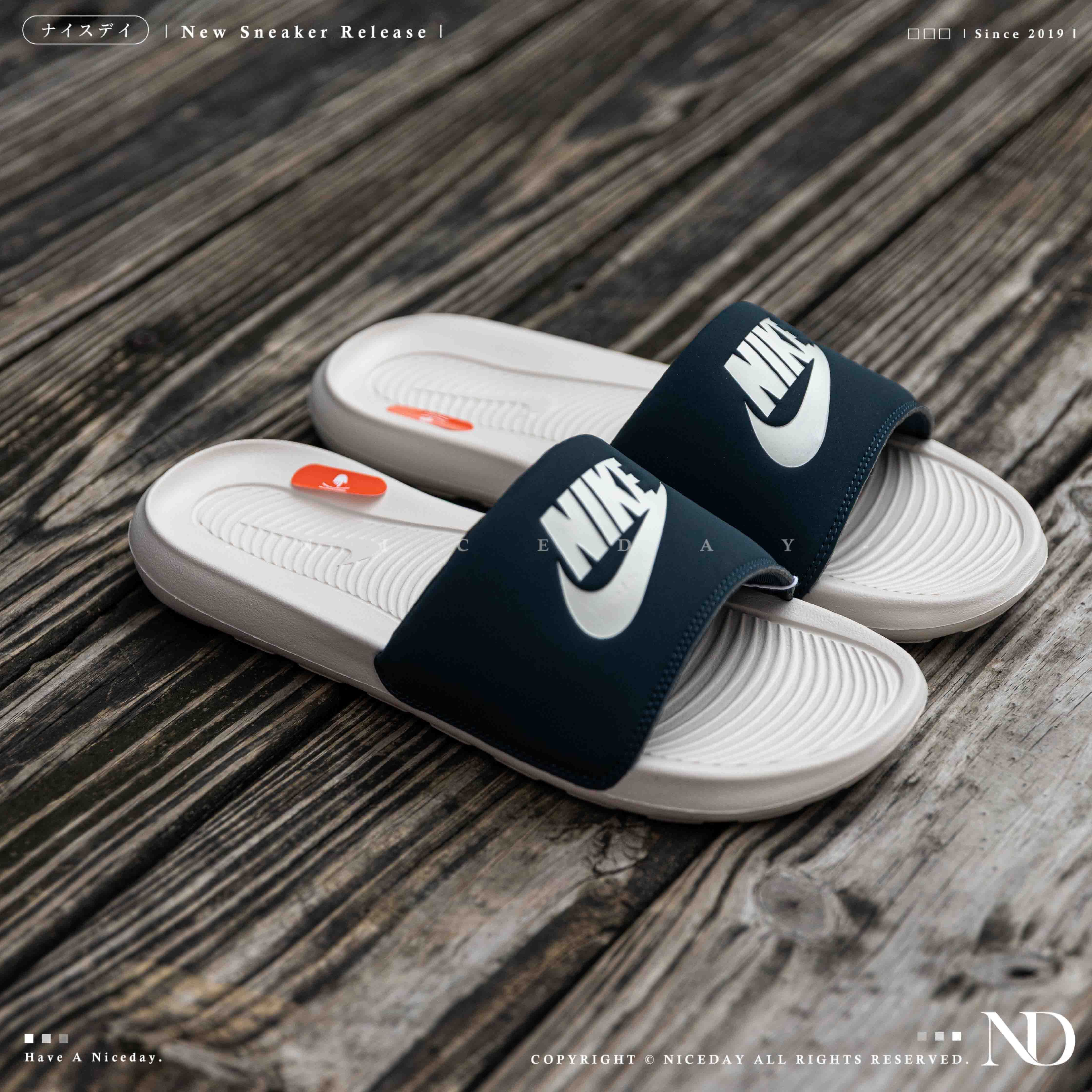 NICEDAY 現貨 Nike Victori One Slide 白藍 藍白 深藍 Logo 拖鞋 舒適 CN9675-403