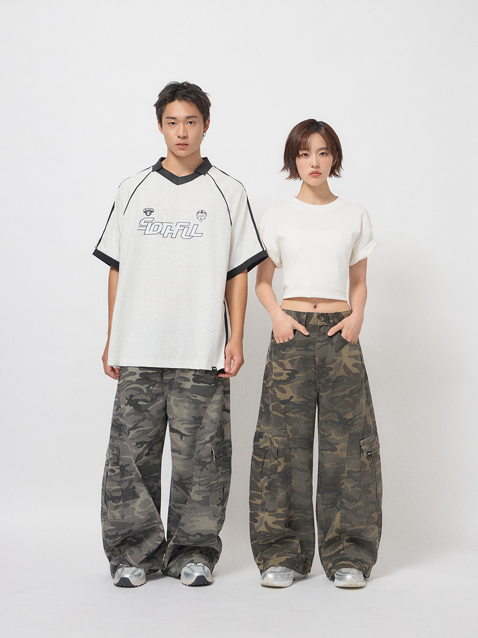 迷彩彎刀工裝寬褲