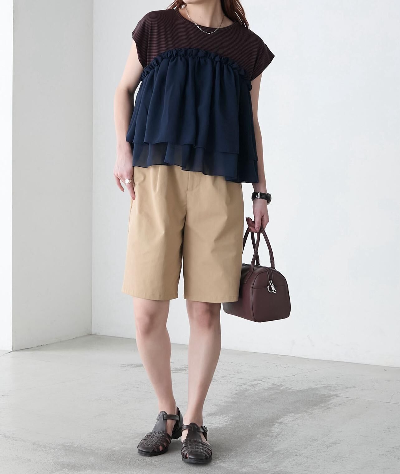 【預購】JN072906 BONLECILL 雪紡層疊短袖上衣(FREE SIZE)