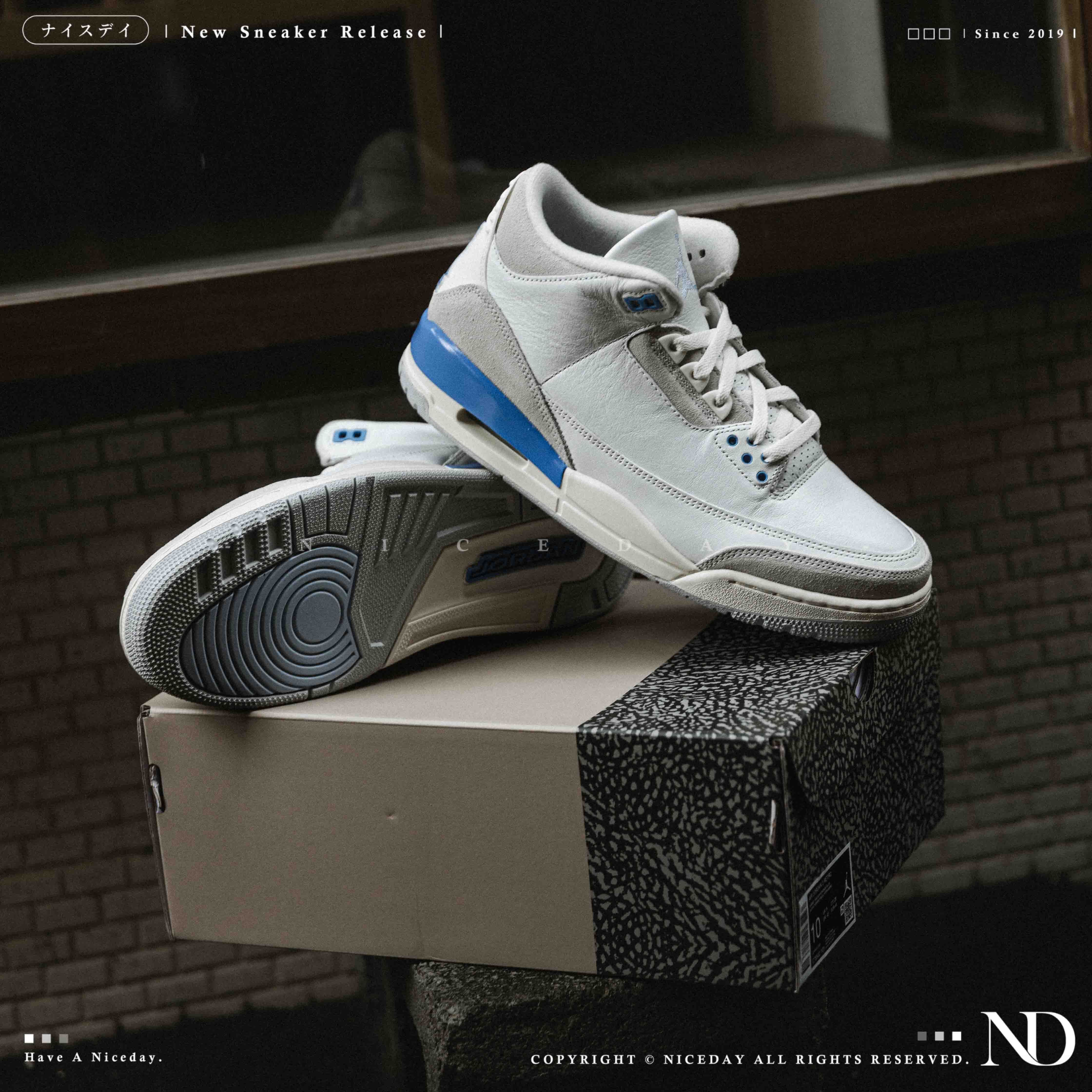 NICEDAY 現貨 Air Jordan 3 Lucky Shorts 幸運星 白藍 米白藍 冰底 白 男鞋 CT8532-101