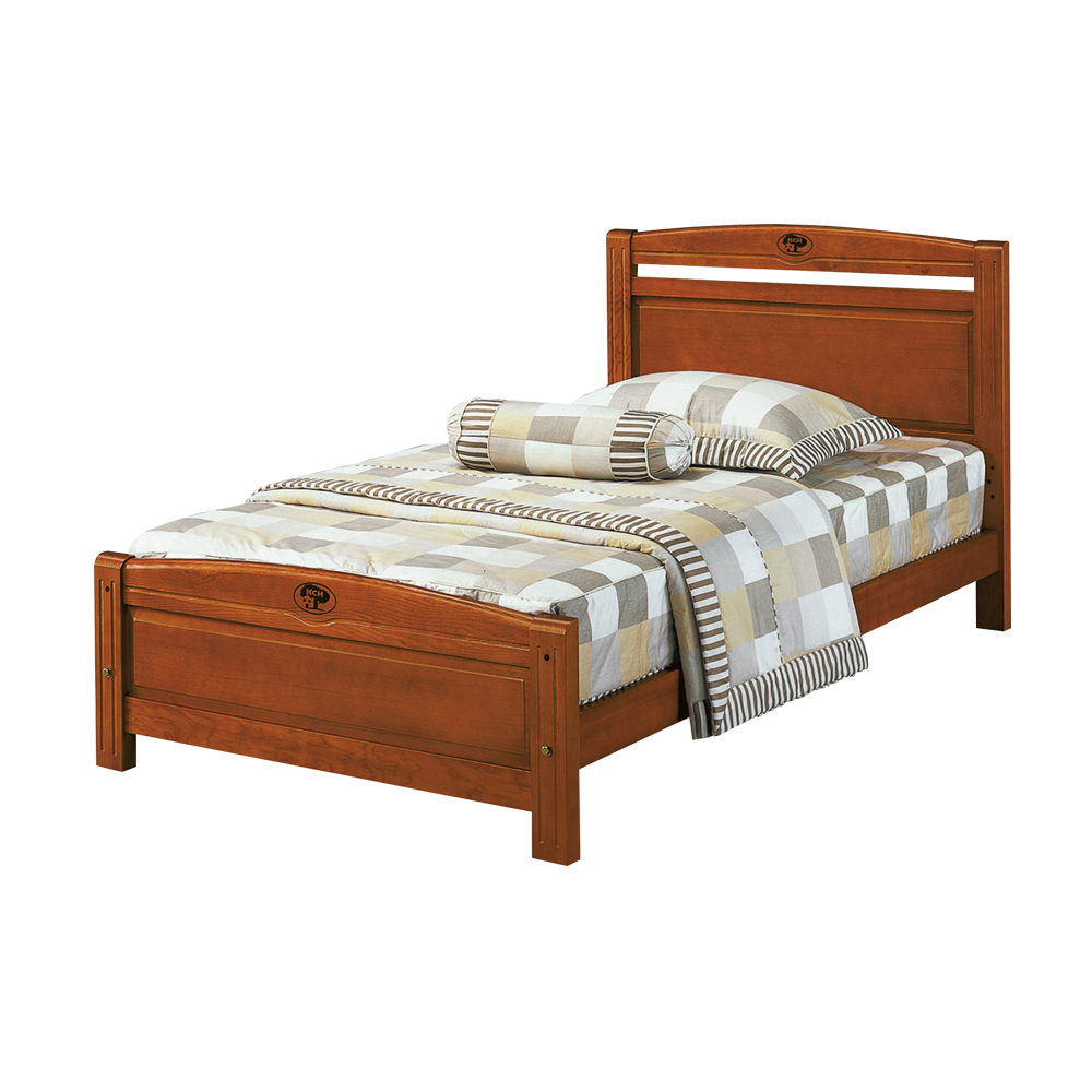 圖克3.5尺單人柚木色實木床架/床組(四分床板-不含床墊)