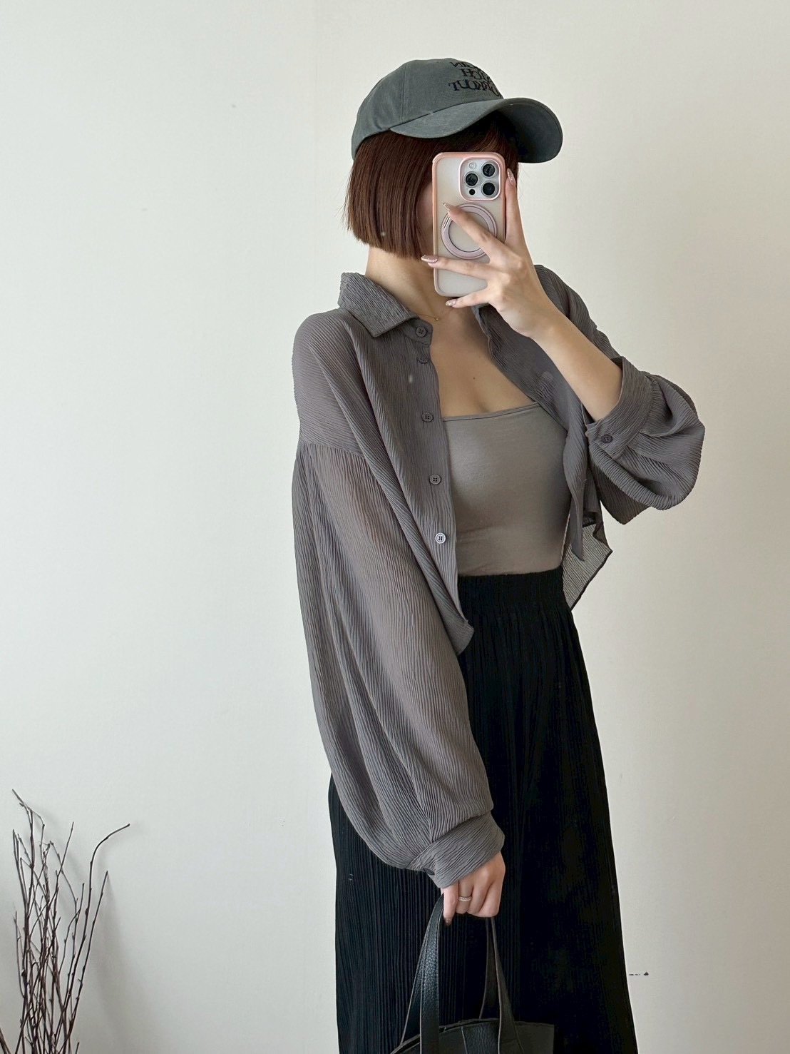 波紋透膚短版襯衫