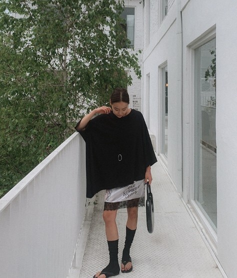 春夏新款/下斜落肩五分袖上衣 MANIFEST正韓🇰🇷