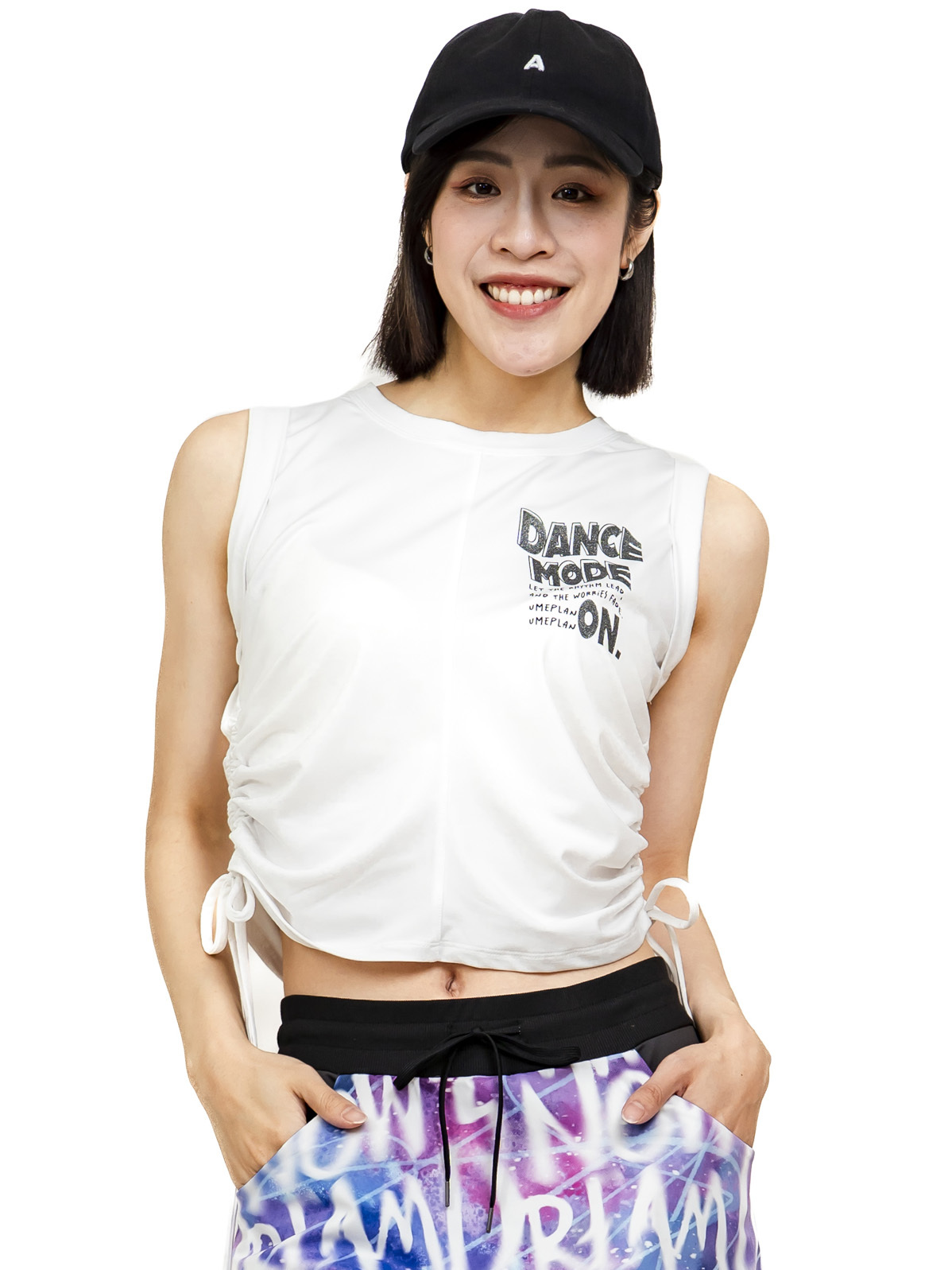 兩側抽繩造型背心 白 S0034W