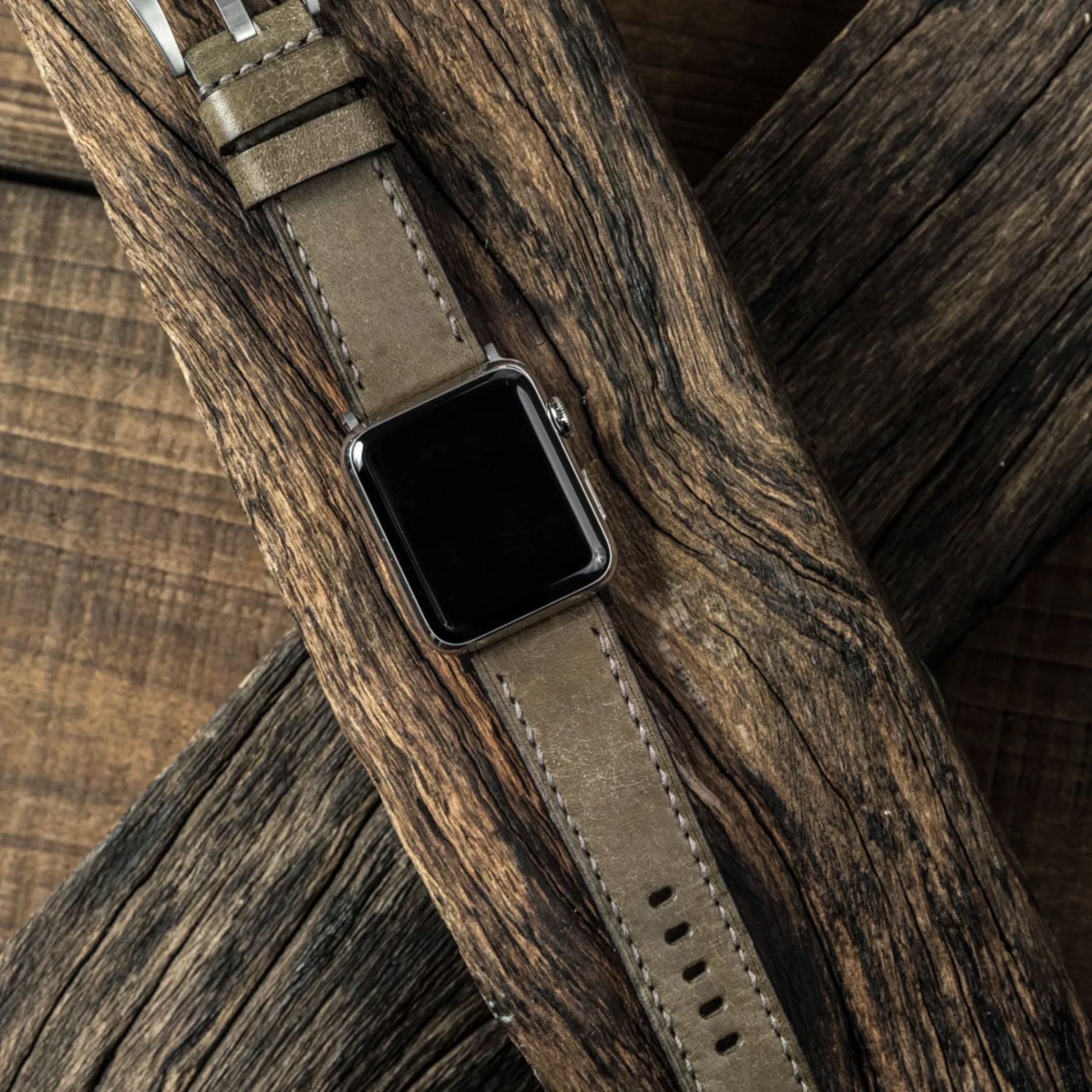 【沃坦】磨砂牛皮錶帶 Apple Watch / 004 灰褐