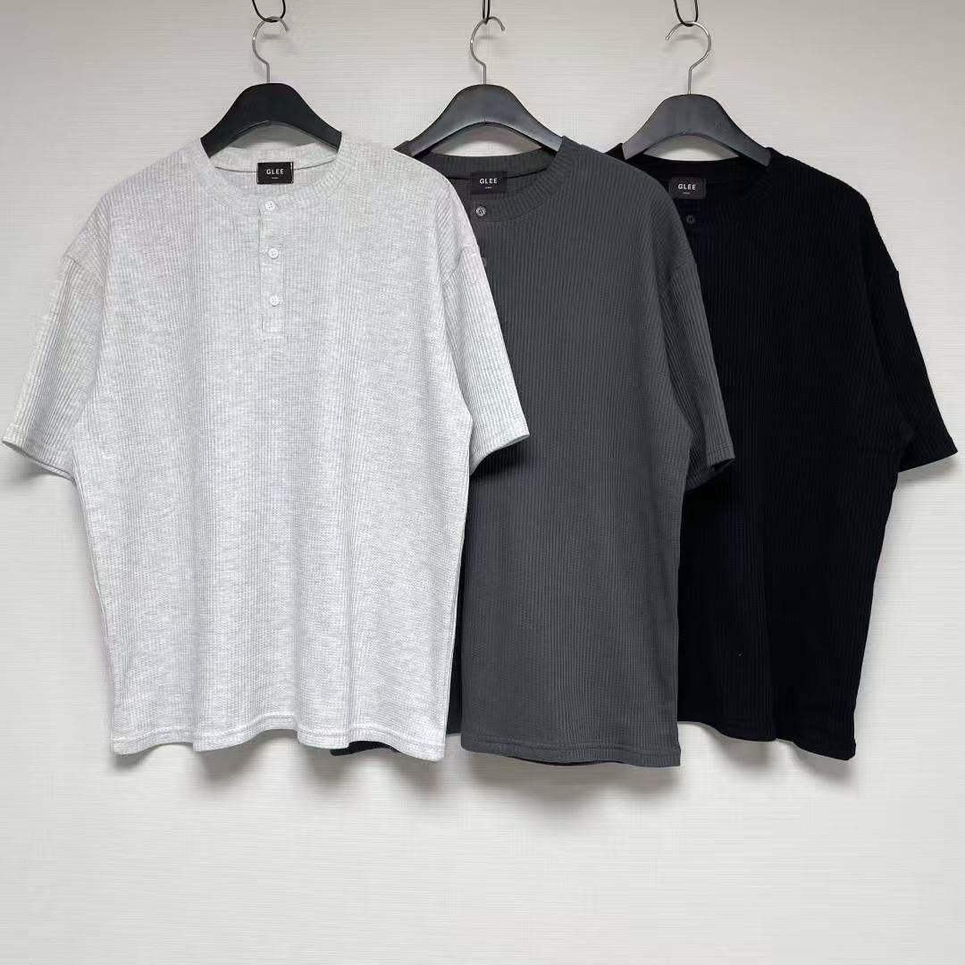 #MT001 [UNISEX] 亨利領窩夫紋圖領上衣