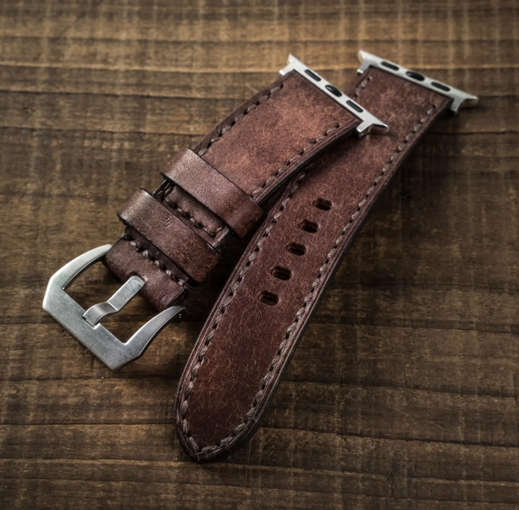 【沃坦】磨砂牛皮錶帶 Apple Watch / 005 深棕