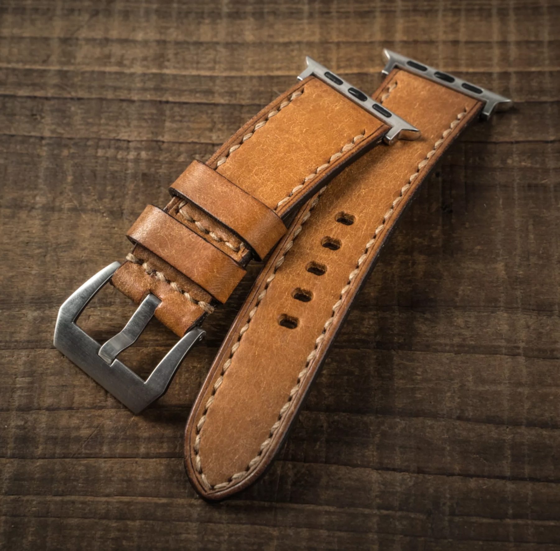 【沃坦】磨砂牛皮錶帶 Apple Watch / 007 卡其