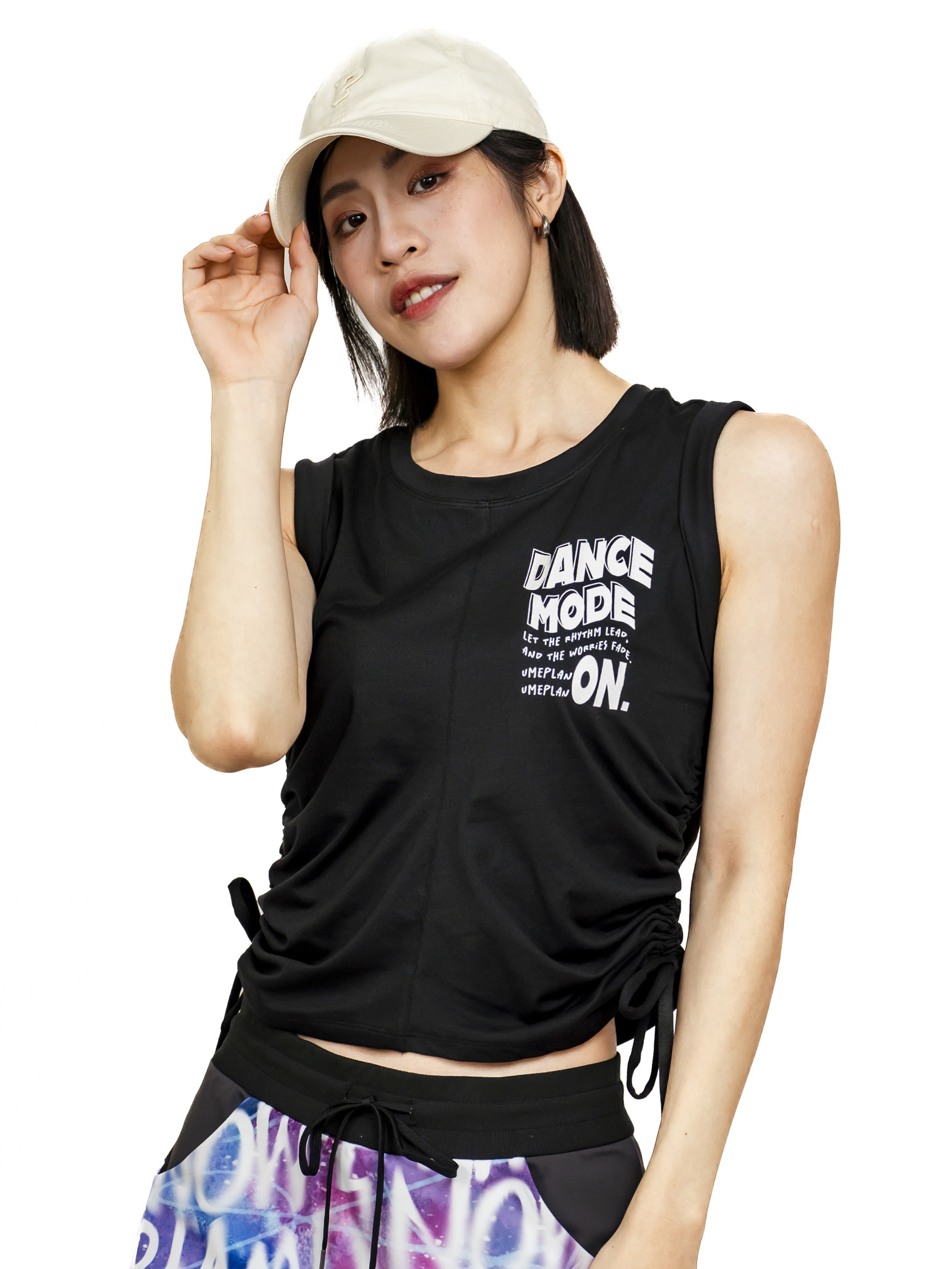 兩側抽繩造型背心 真黑 S0034PB