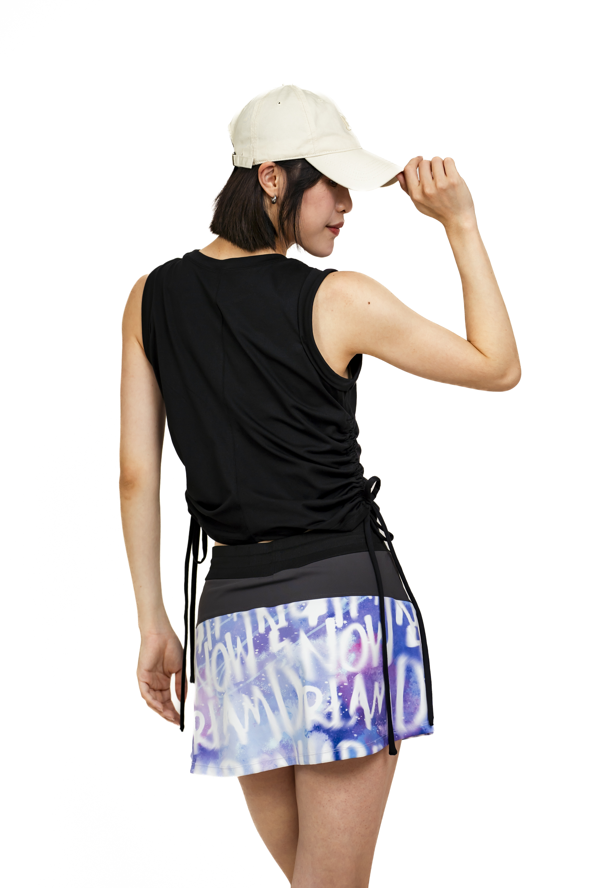 兩側抽繩造型背心 真黑 S0034PB