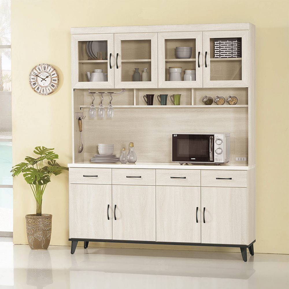 奧莉芙5.3尺仿石面收納餐櫃/碗盤櫃(全組)