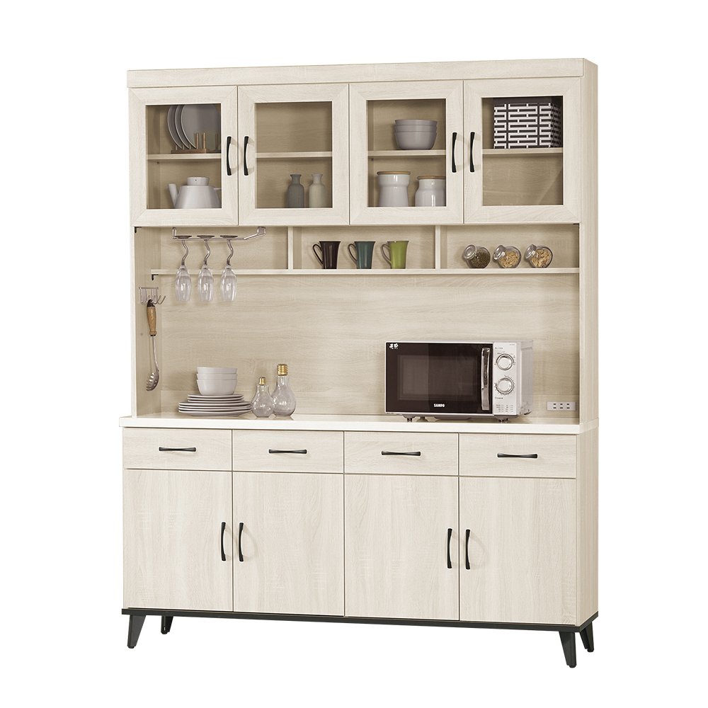 奧莉芙5.3尺仿石面收納餐櫃/碗盤櫃(全組)