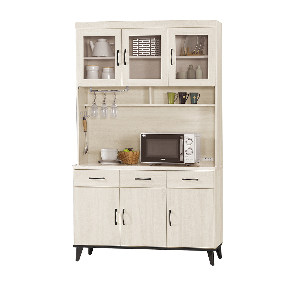 奧莉芙4尺仿石面收納餐櫃/碗盤櫃(全組)