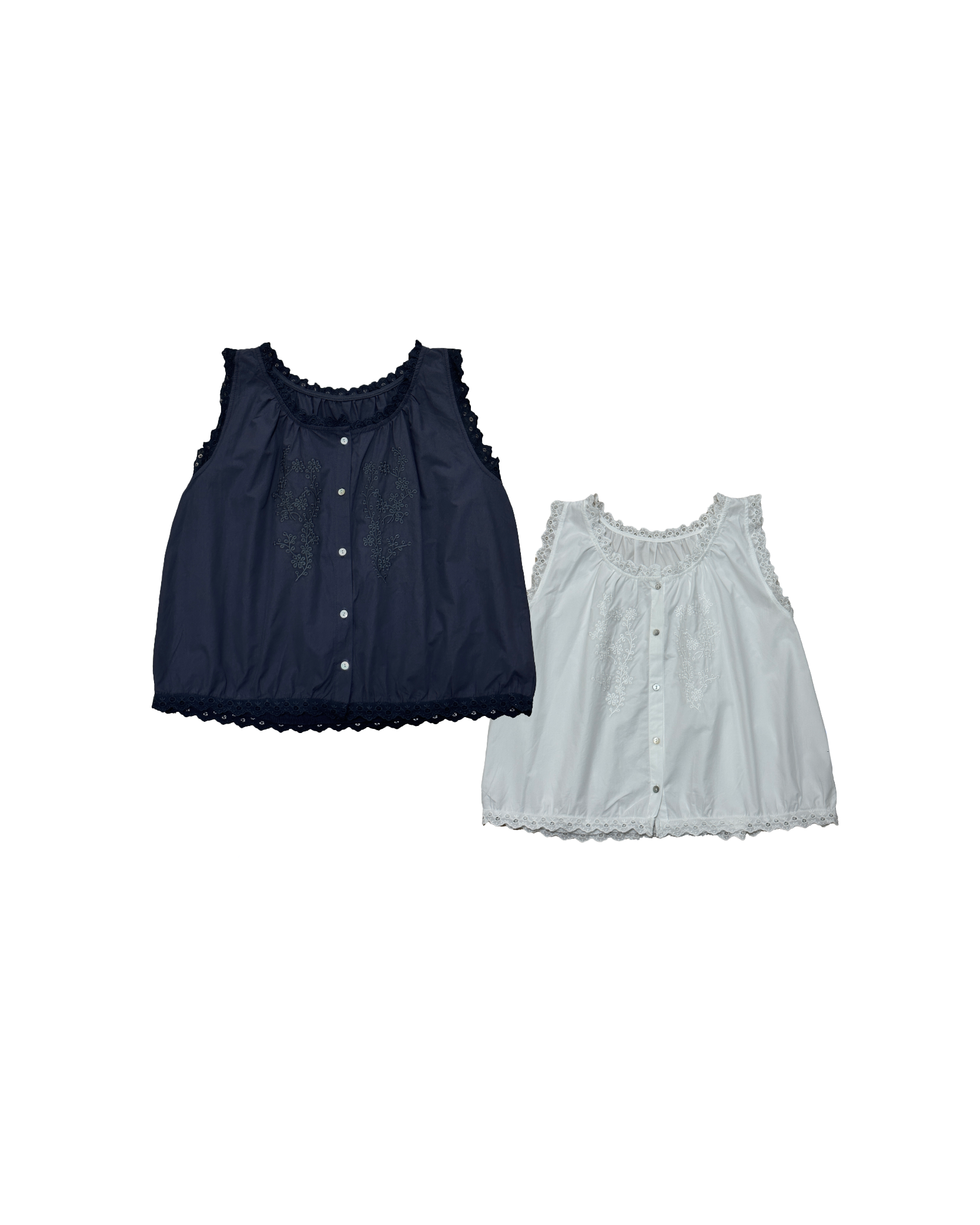 通花邊胸口刺繡背心外搭