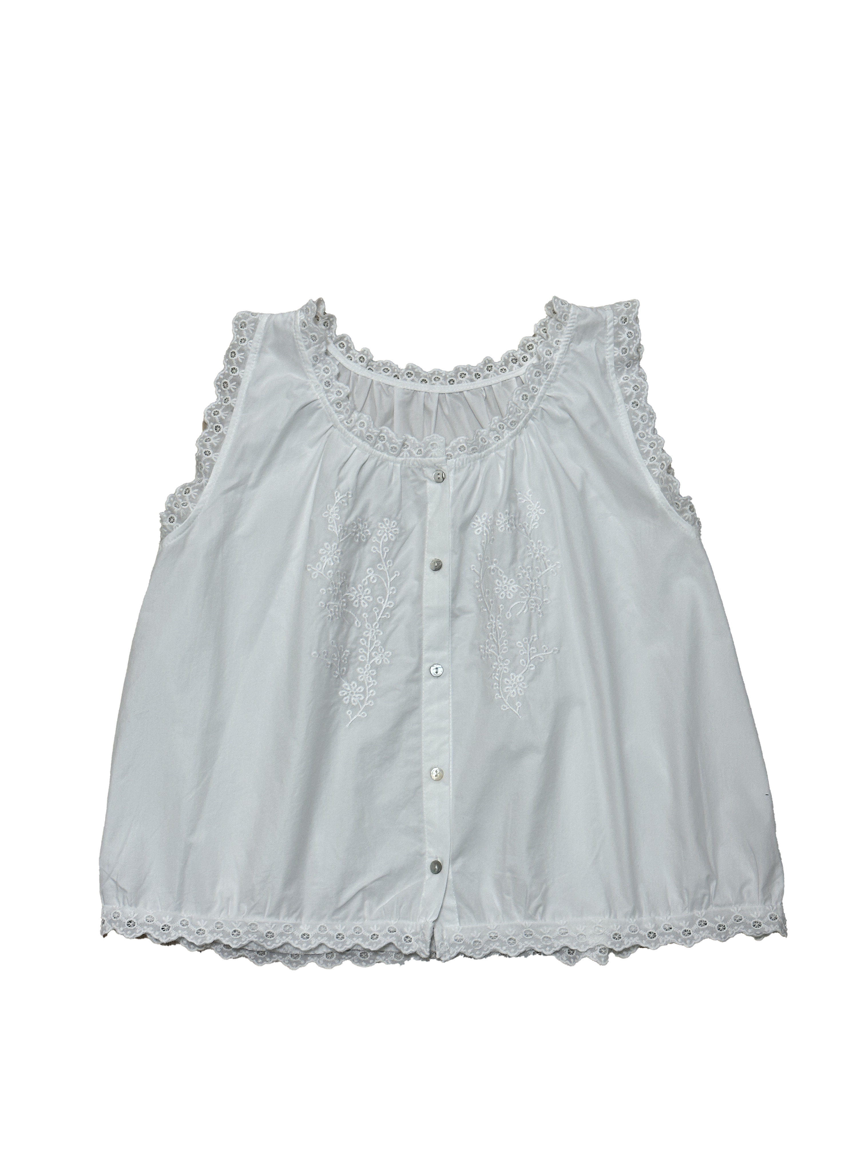 通花邊胸口刺繡背心外搭