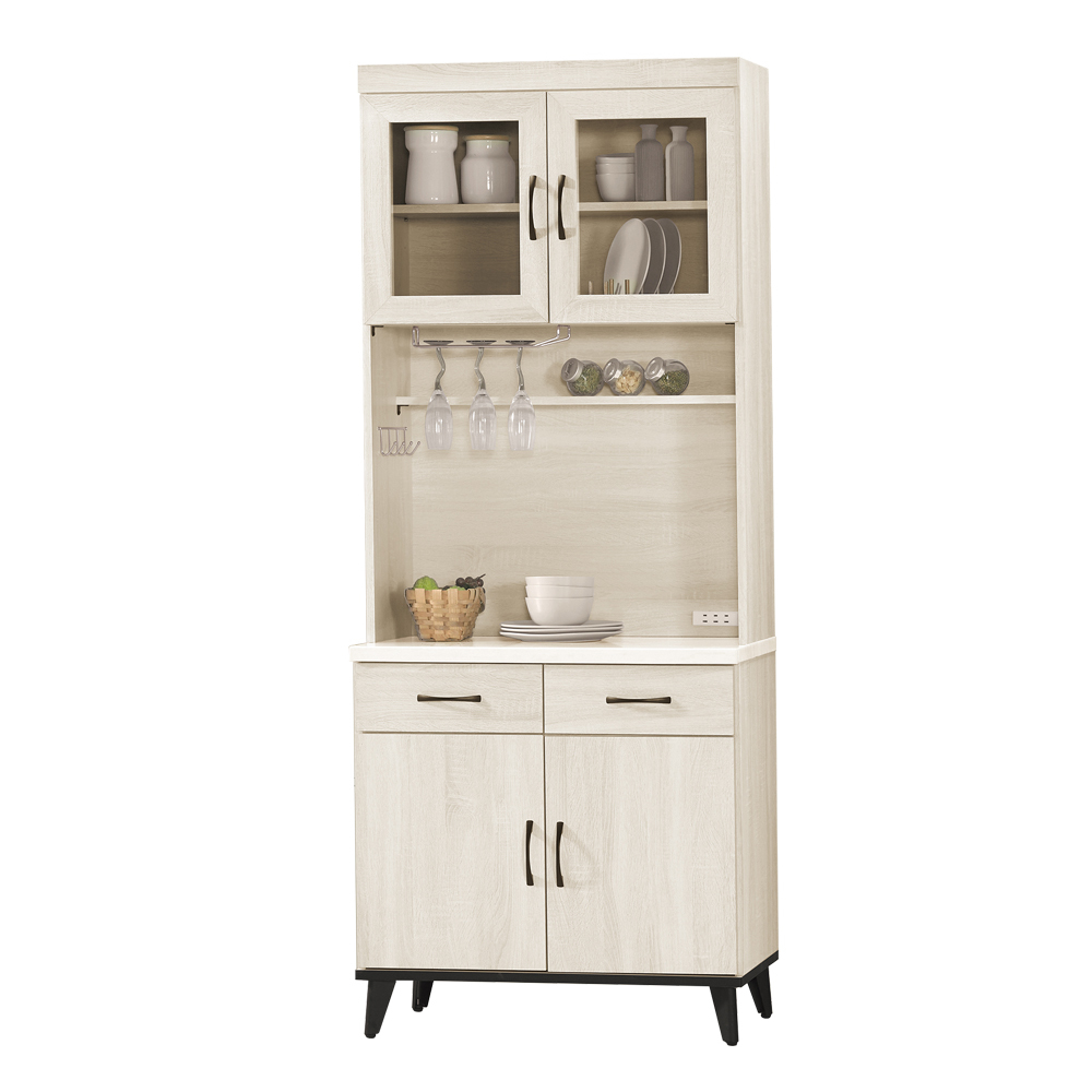 奧莉芙2.7尺仿石面收納餐櫃/碗盤櫃(全組)