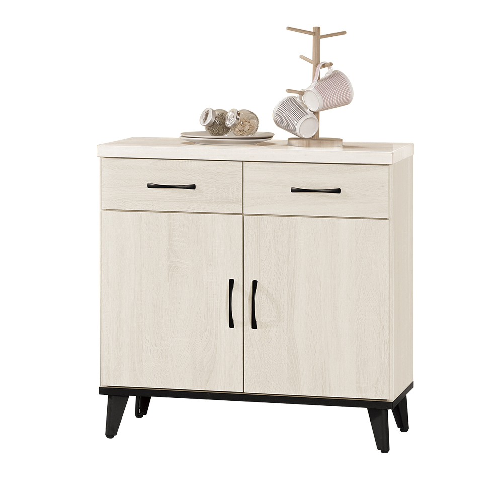 奧莉芙2.7尺仿石面收納餐櫃/碗盤櫃(下座)