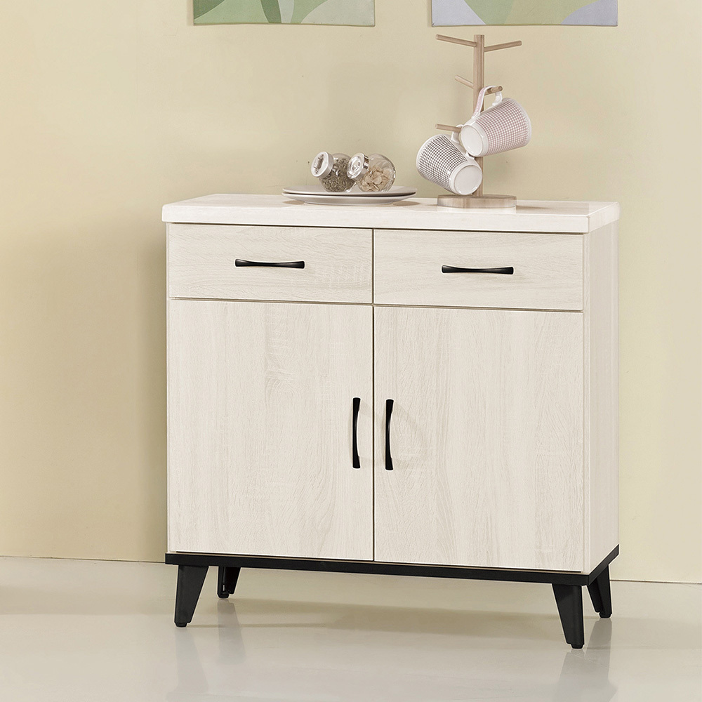 奧莉芙2.7尺仿石面收納餐櫃/碗盤櫃(下座)