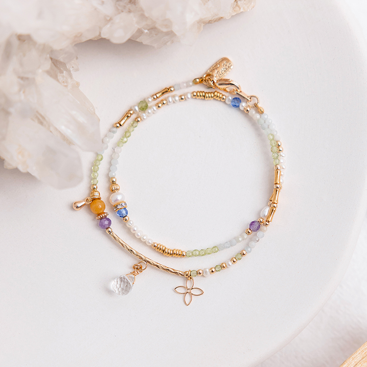 八月誕生石 • 月季 • 幸福 – 石英橄欖石 – 手鍊